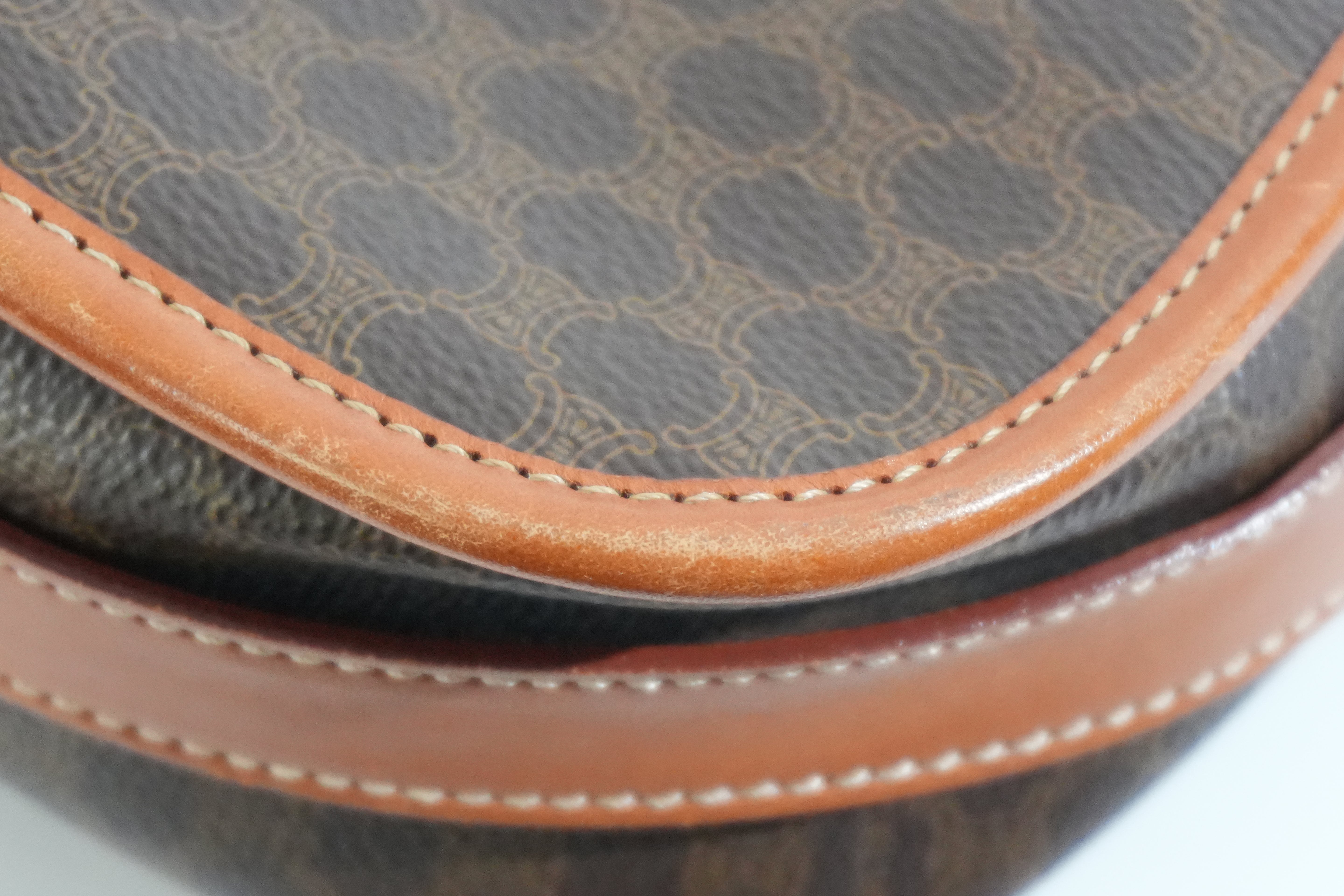Pre-owned Celine Macadam Crossbody Bag Brown