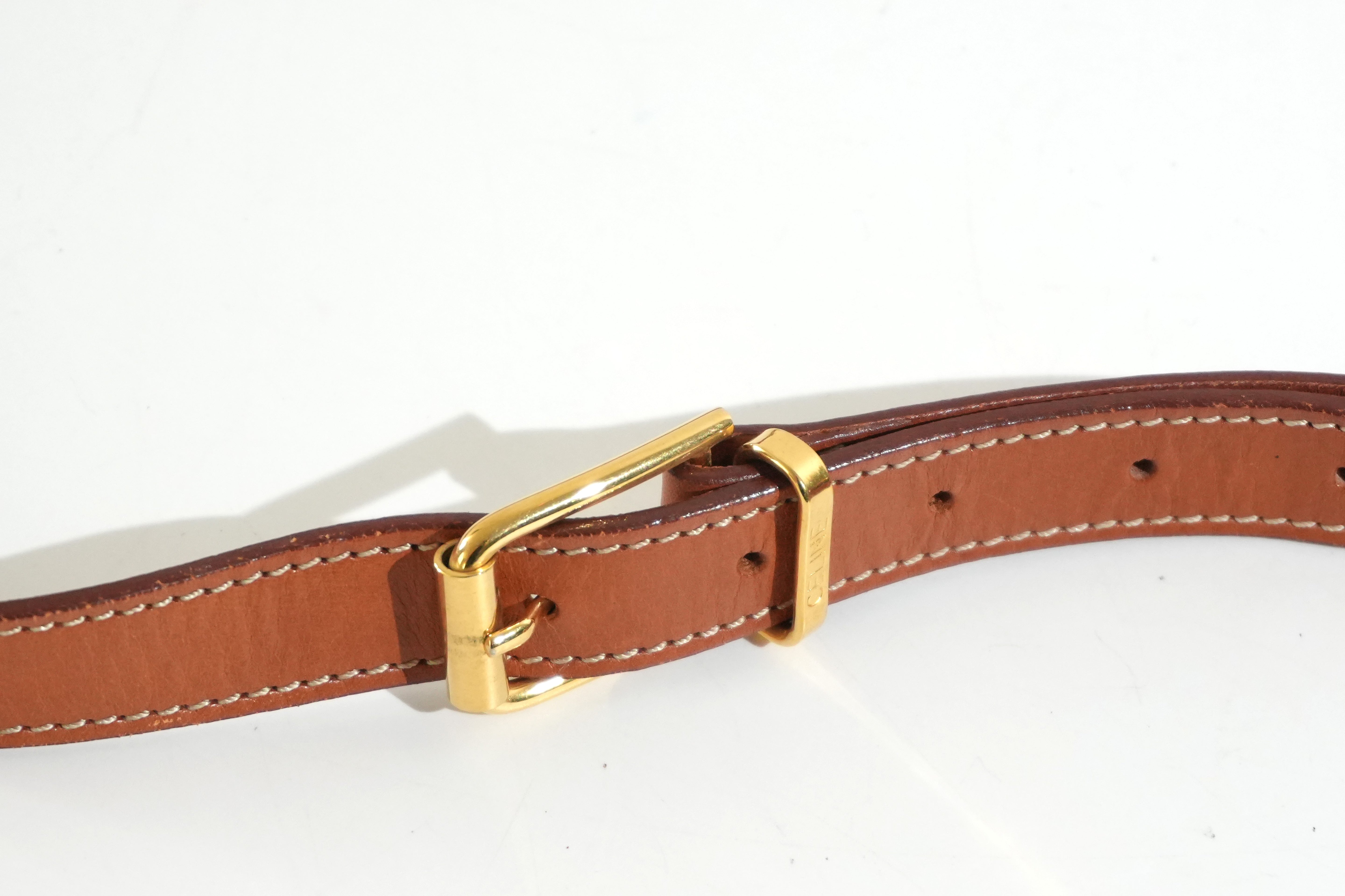 Pre-owned Celine Macadam Crossbody Bag Brown