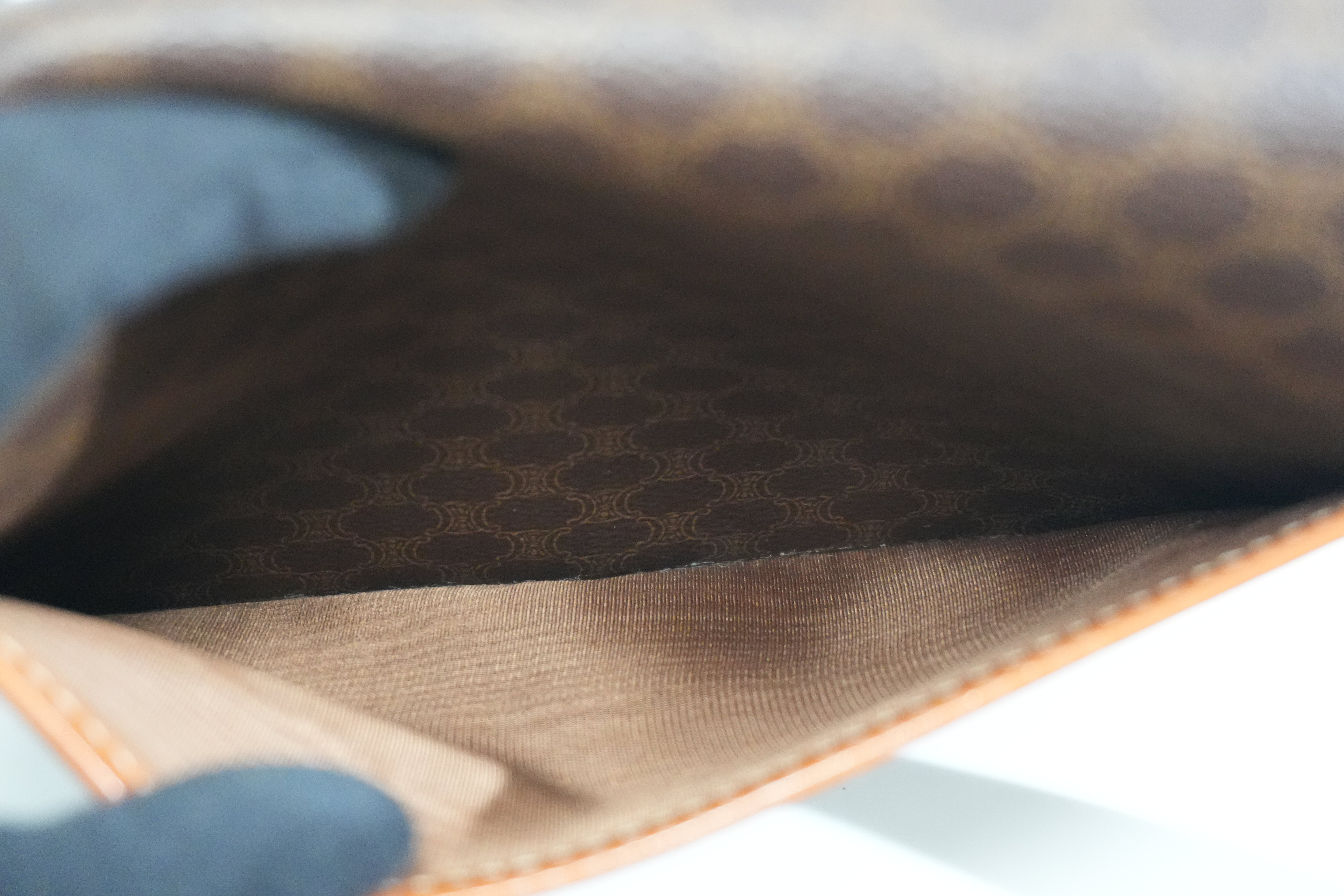 Pre-owned Celine Macadam Crossbody Bag Brown