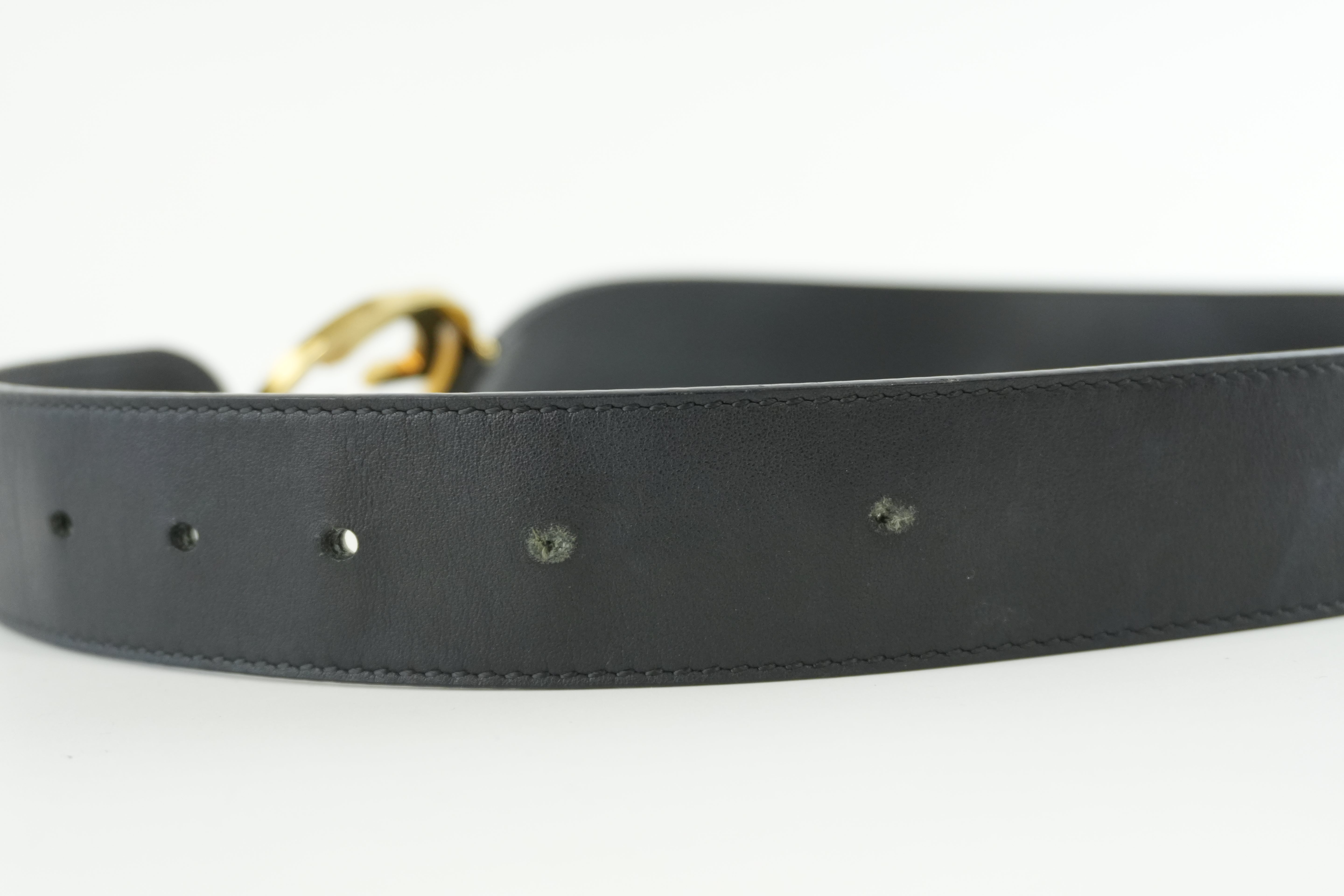 Gucci Belt Interlocking Leather Black Used