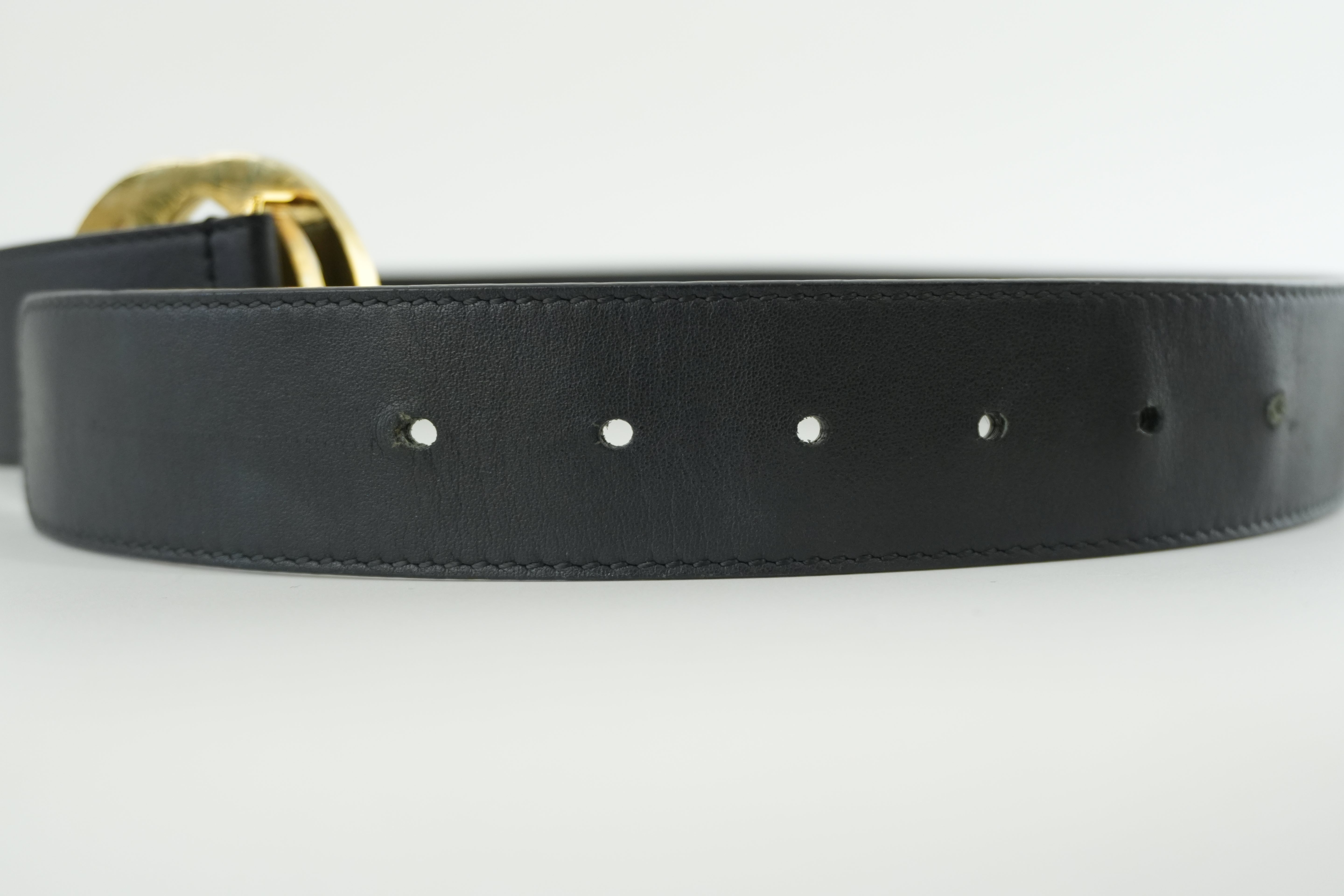 Gucci Belt Interlocking Leather Black Used