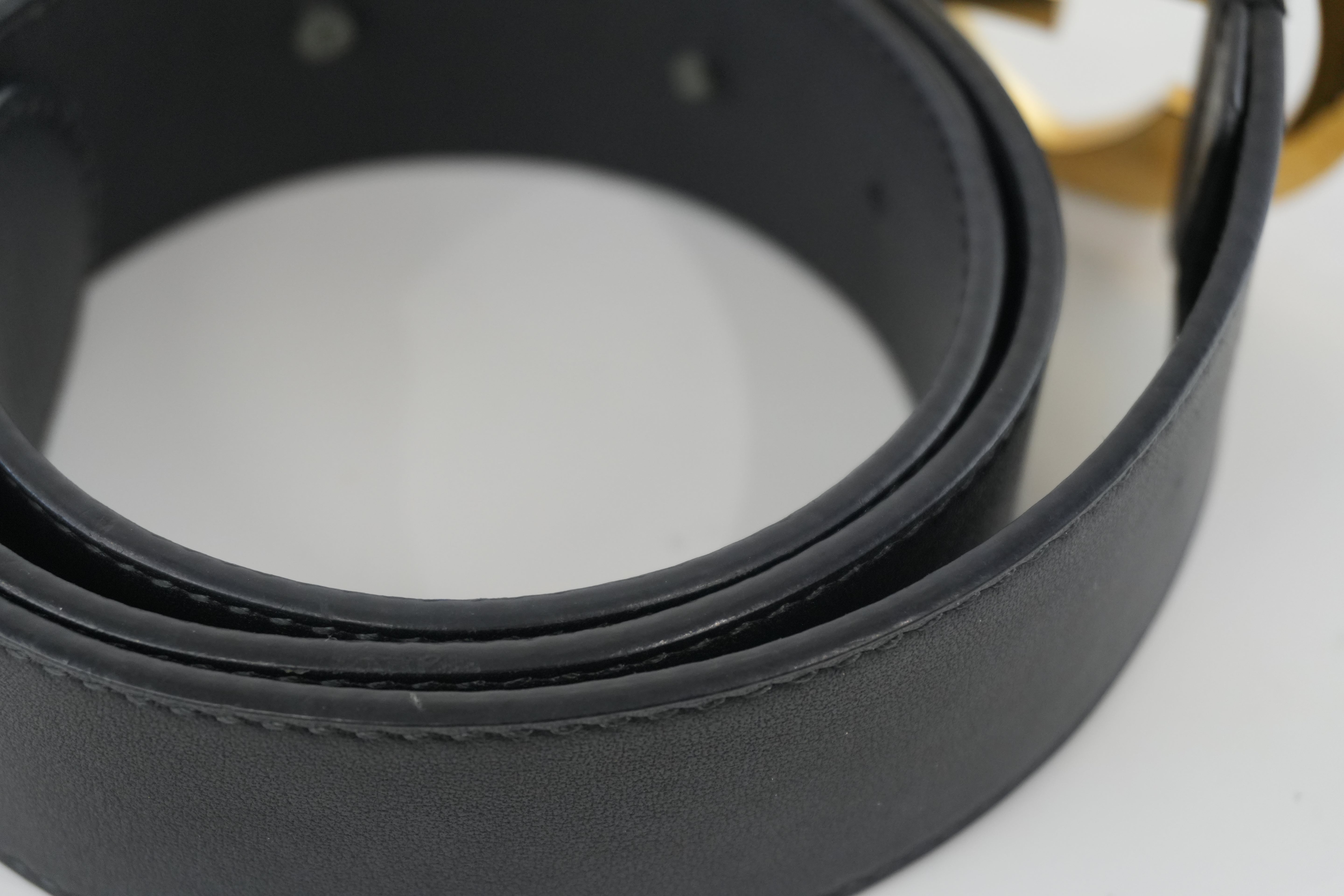 Gucci Belt Interlocking Leather Black Used