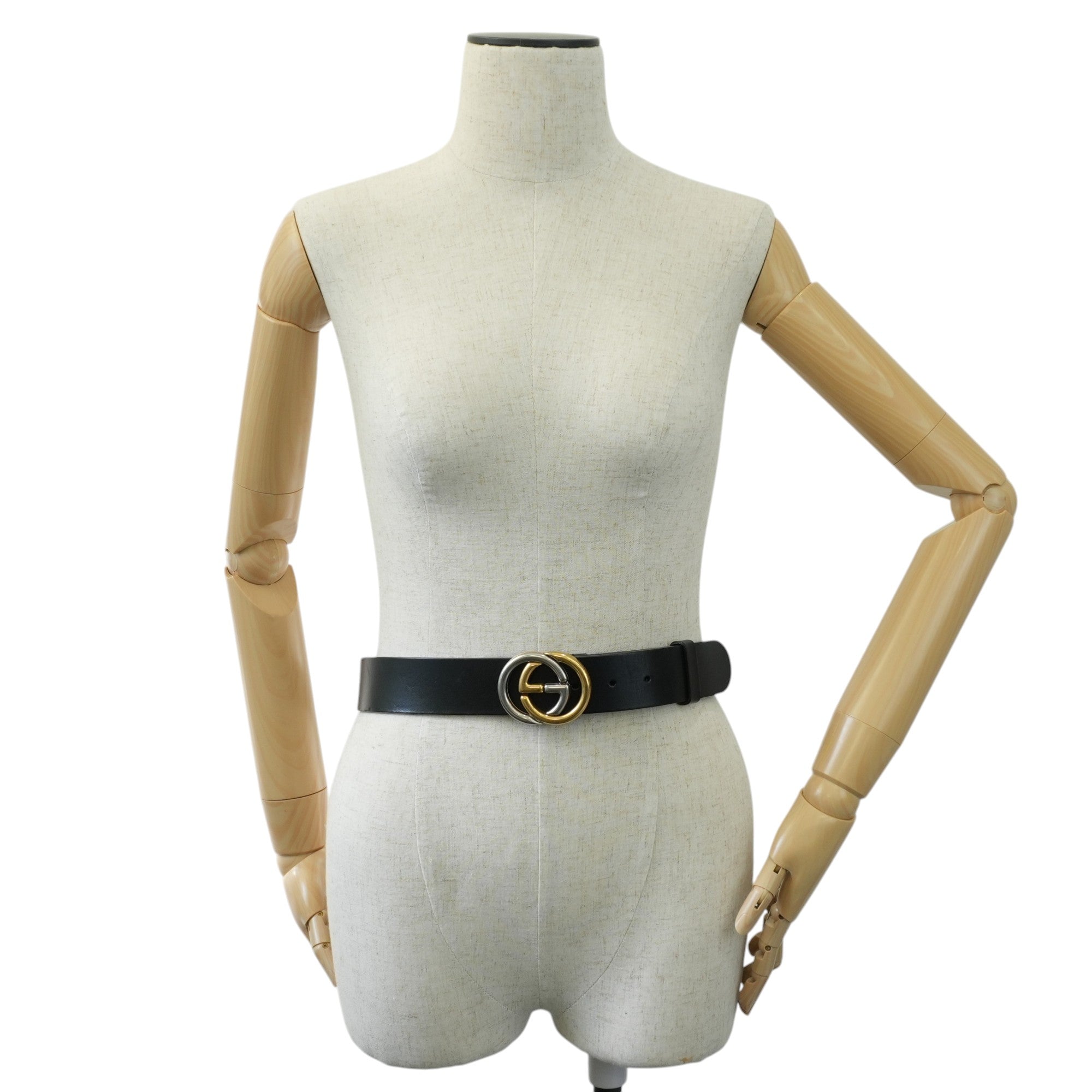 Gucci Interlocking Belt Leather Black Used