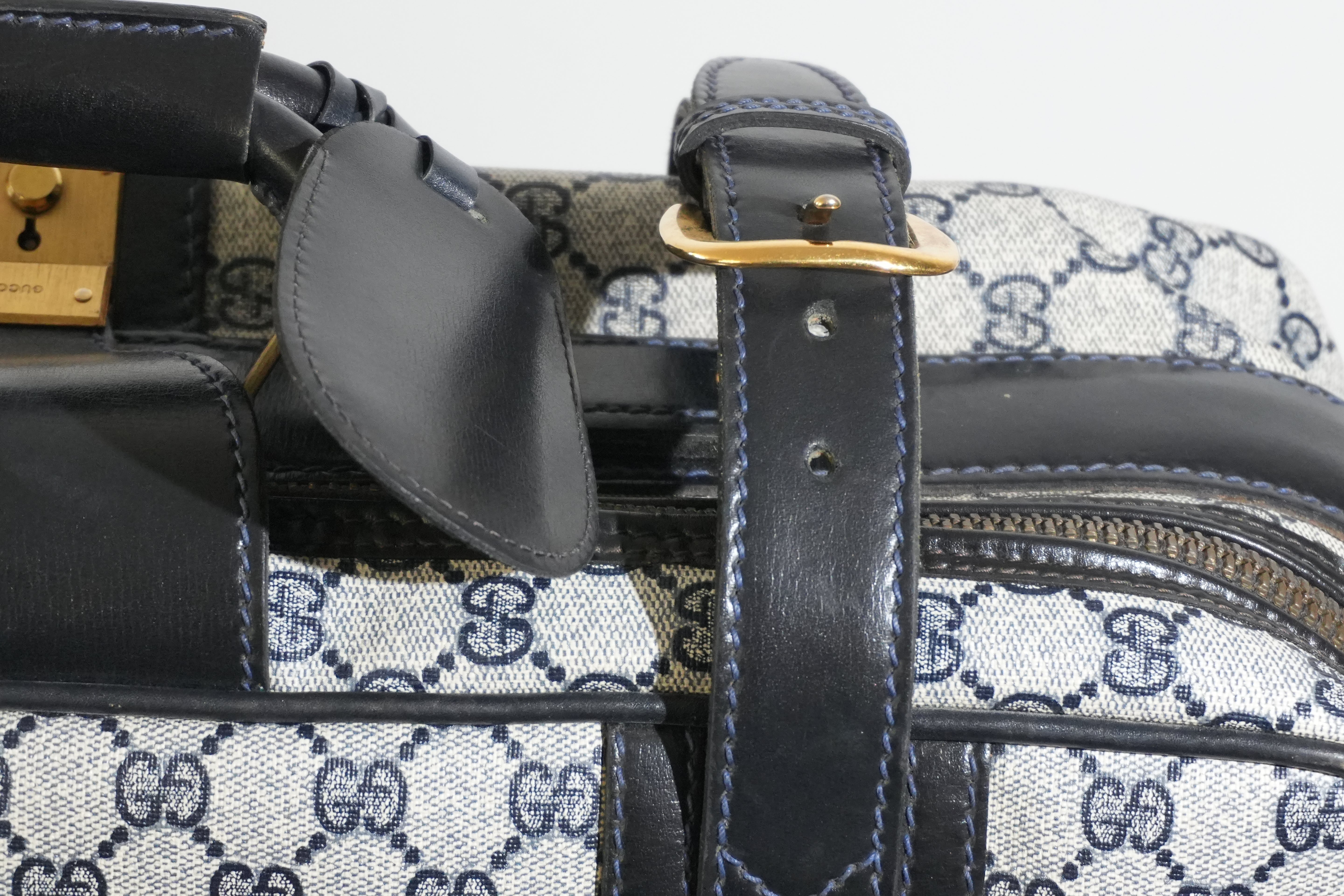 Pre-owned Gucci Ophidia Carry On Luggage Navy Blue