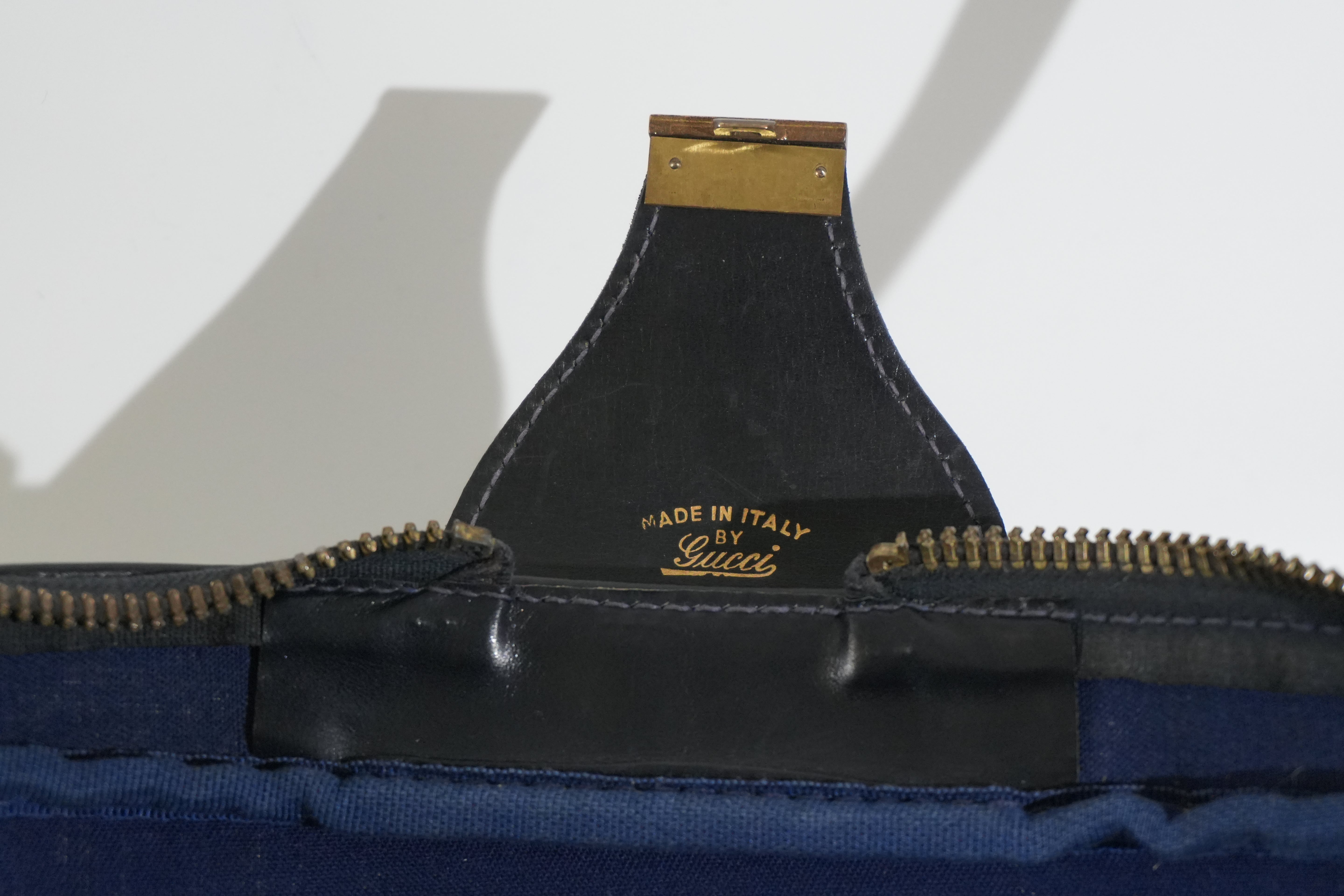 Pre-owned Gucci Ophidia Carry On Luggage Navy Blue