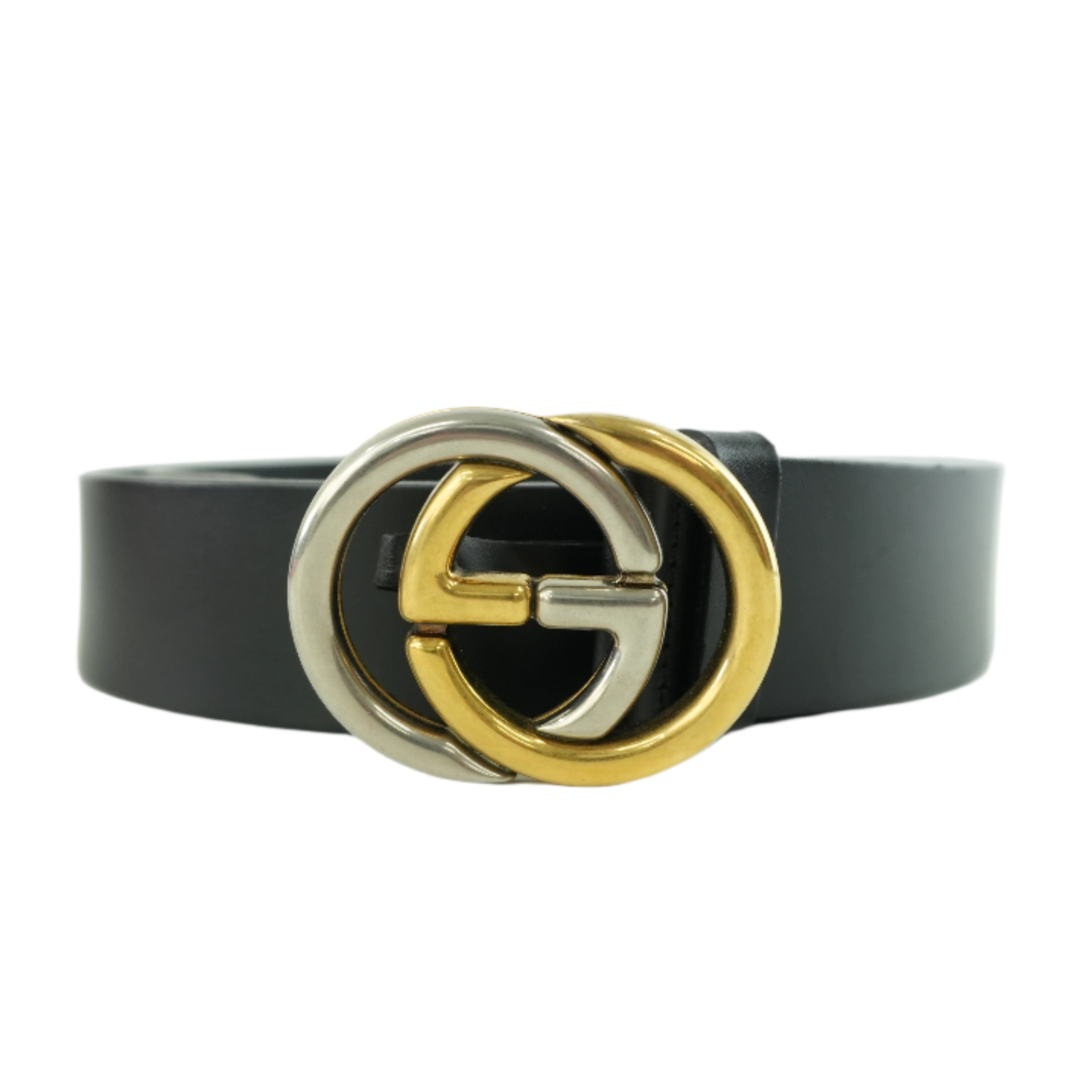Gucci Interlocking Belt Leather Black Used