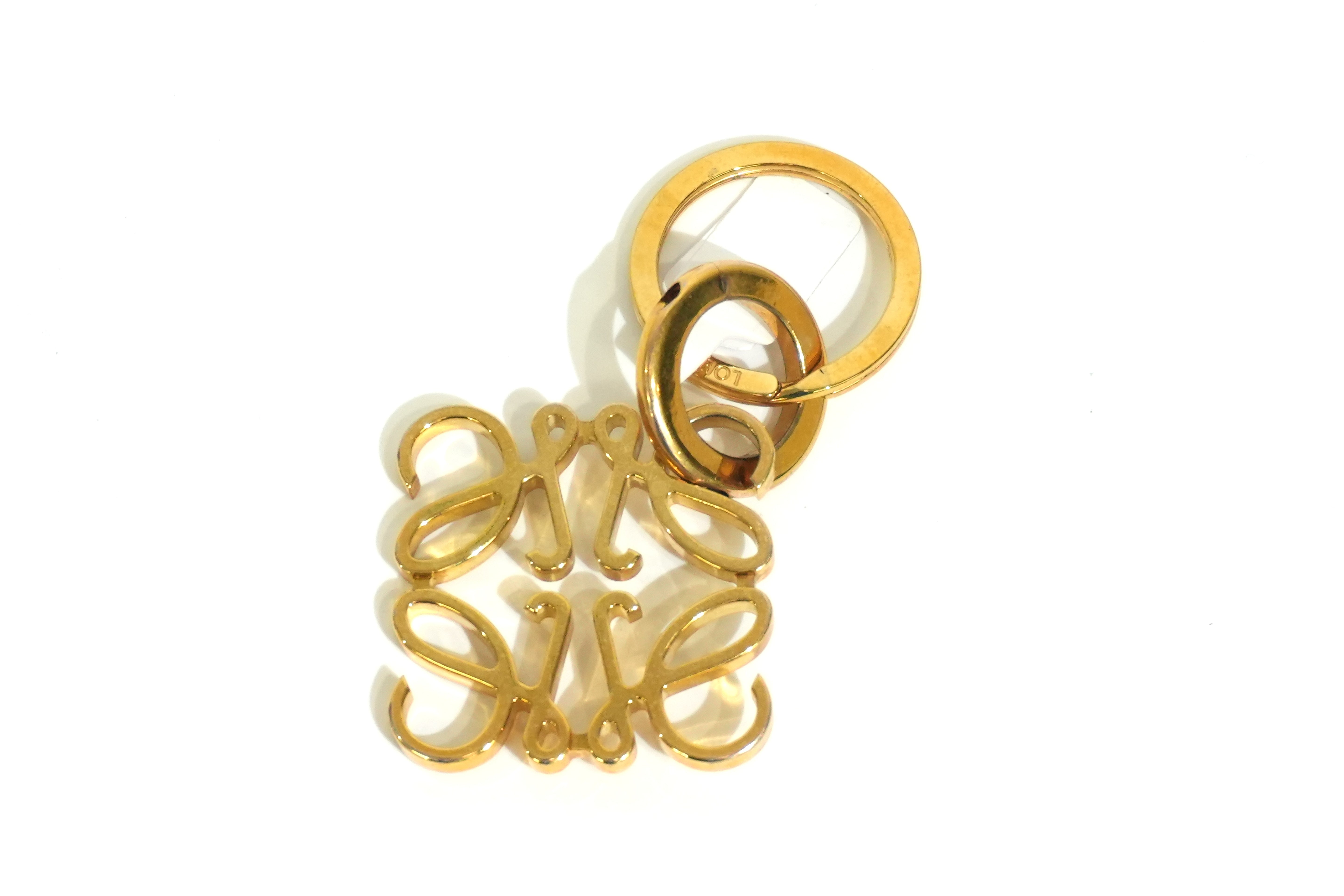 Pre-owned Loewe Anagram Key Ring Gold-plated