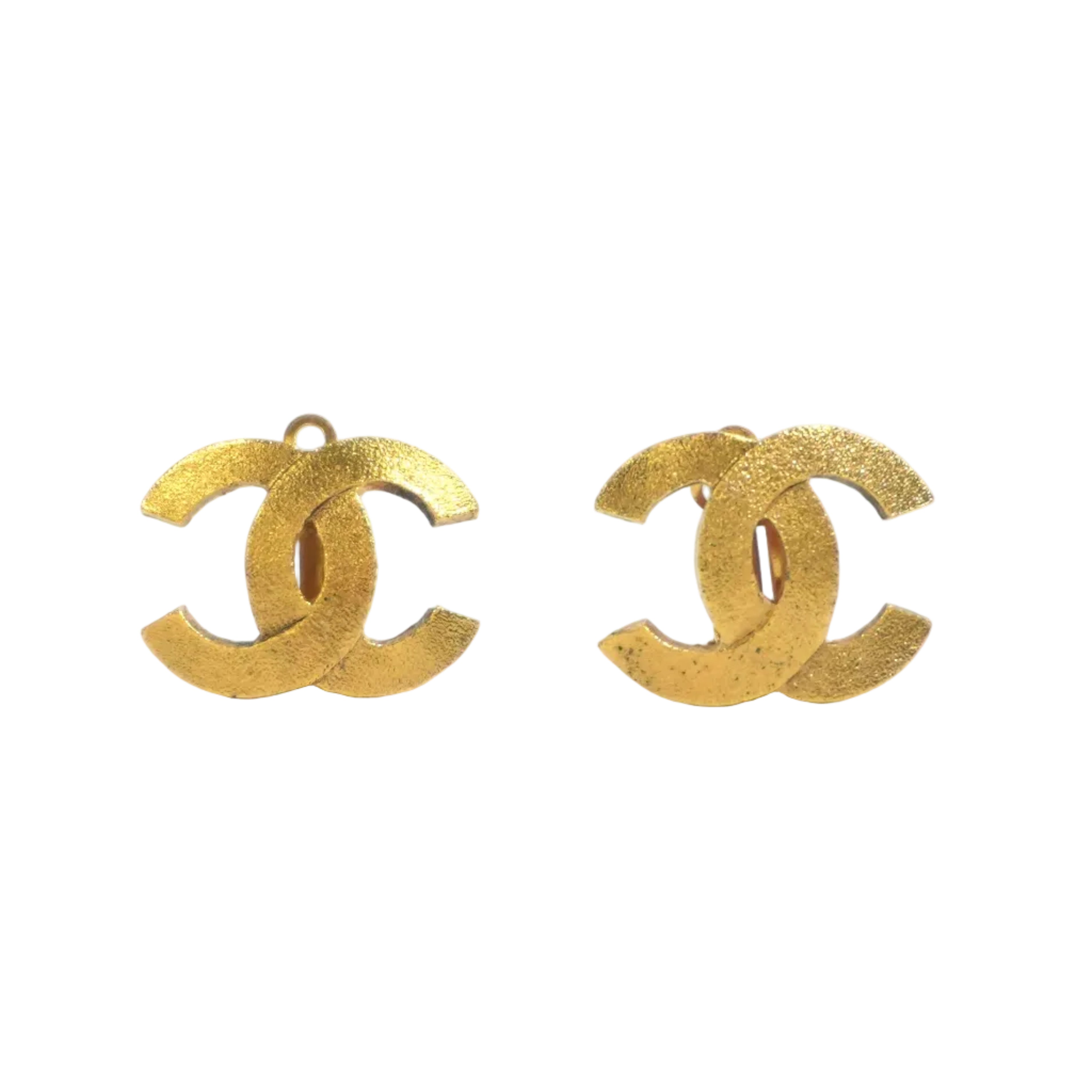 Pre-owned Chanel Steel Fashion Clip on CC Earrings Gold