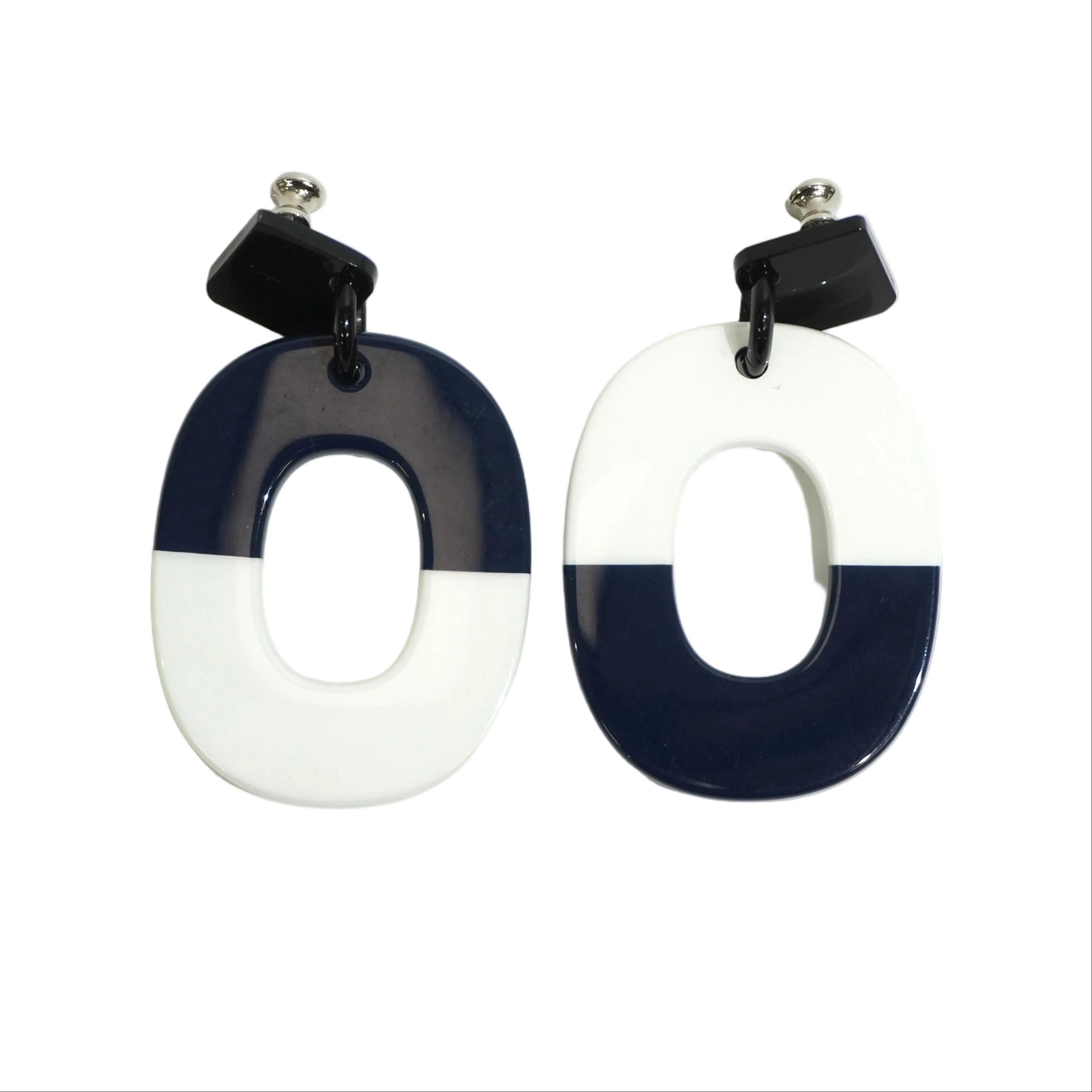 Pre-owned Hermes Resin Earrings Navy Blue