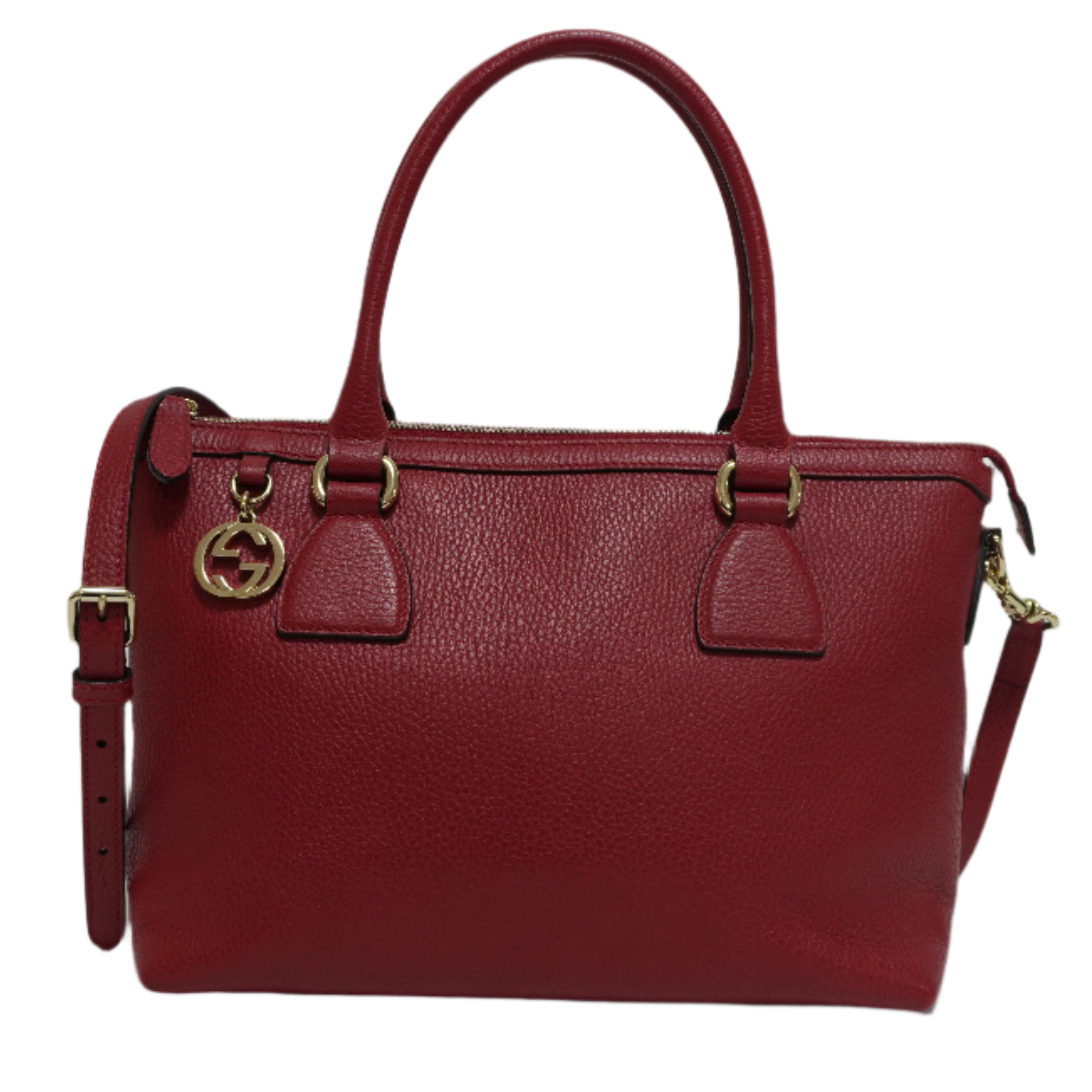 Gucci Charmy Leather Two-Way Handbag Red Used