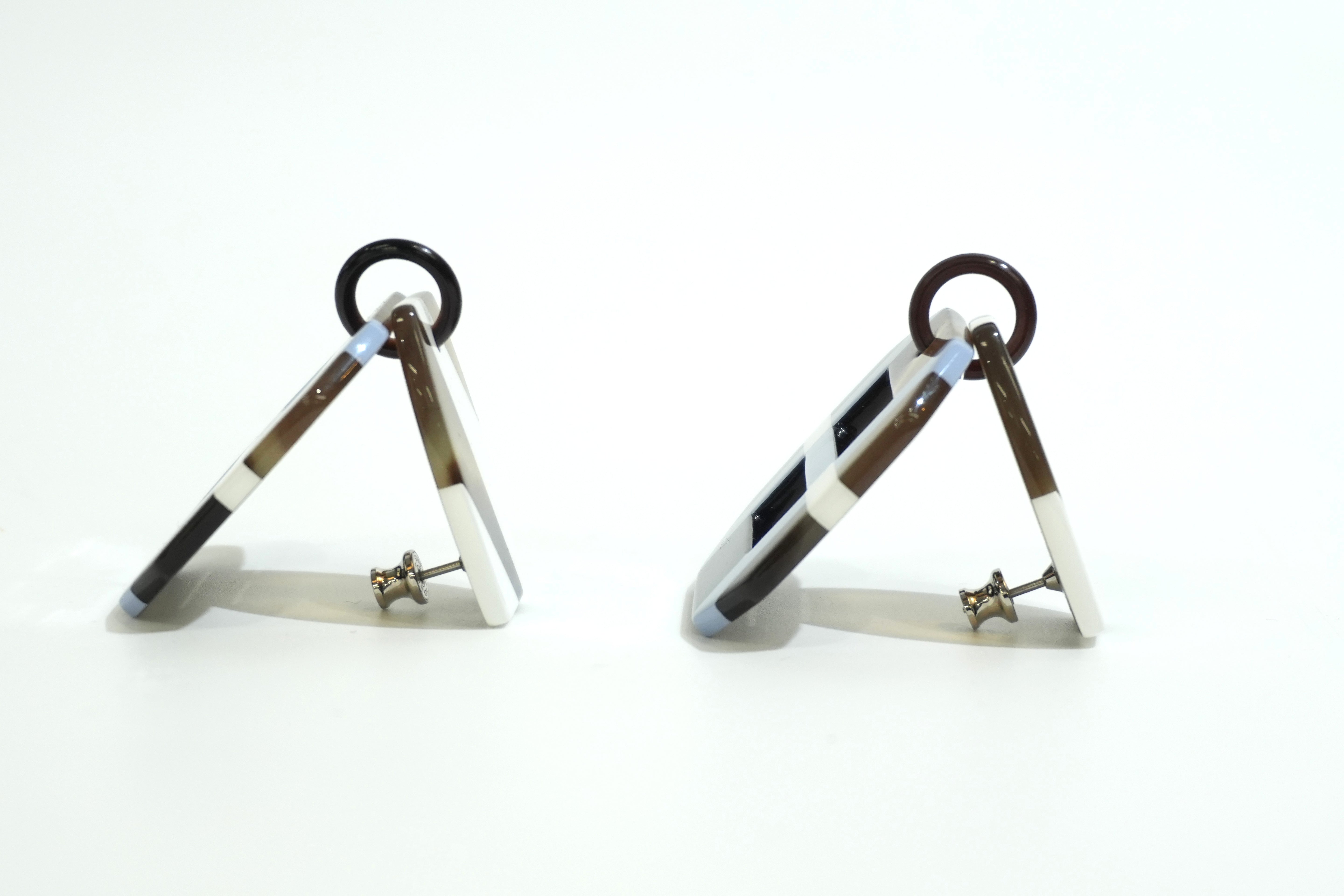 Pre-owned Hermes Resin Earrings Brown and Blue