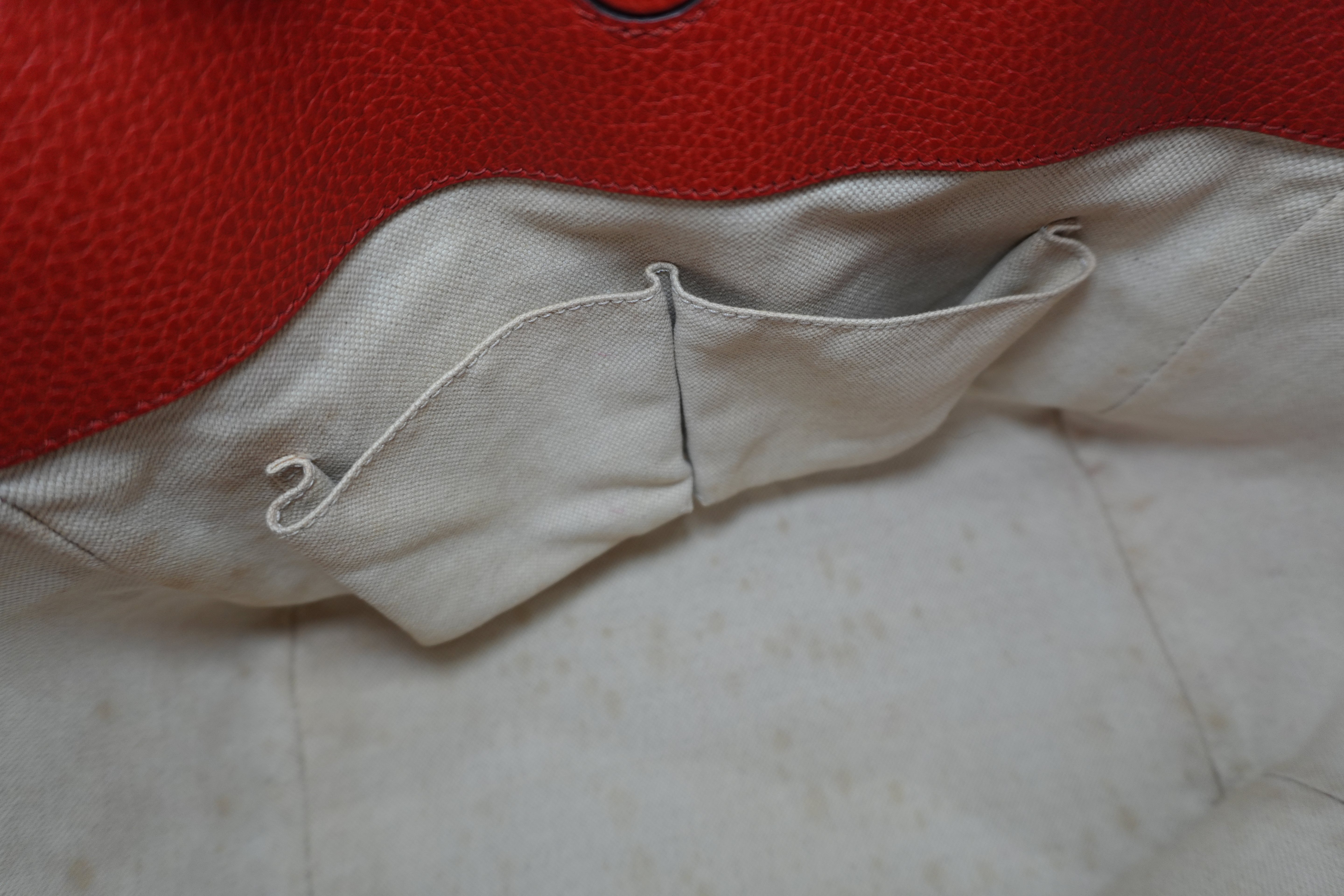 Gucci Swing Tote Bag Leather Red Used