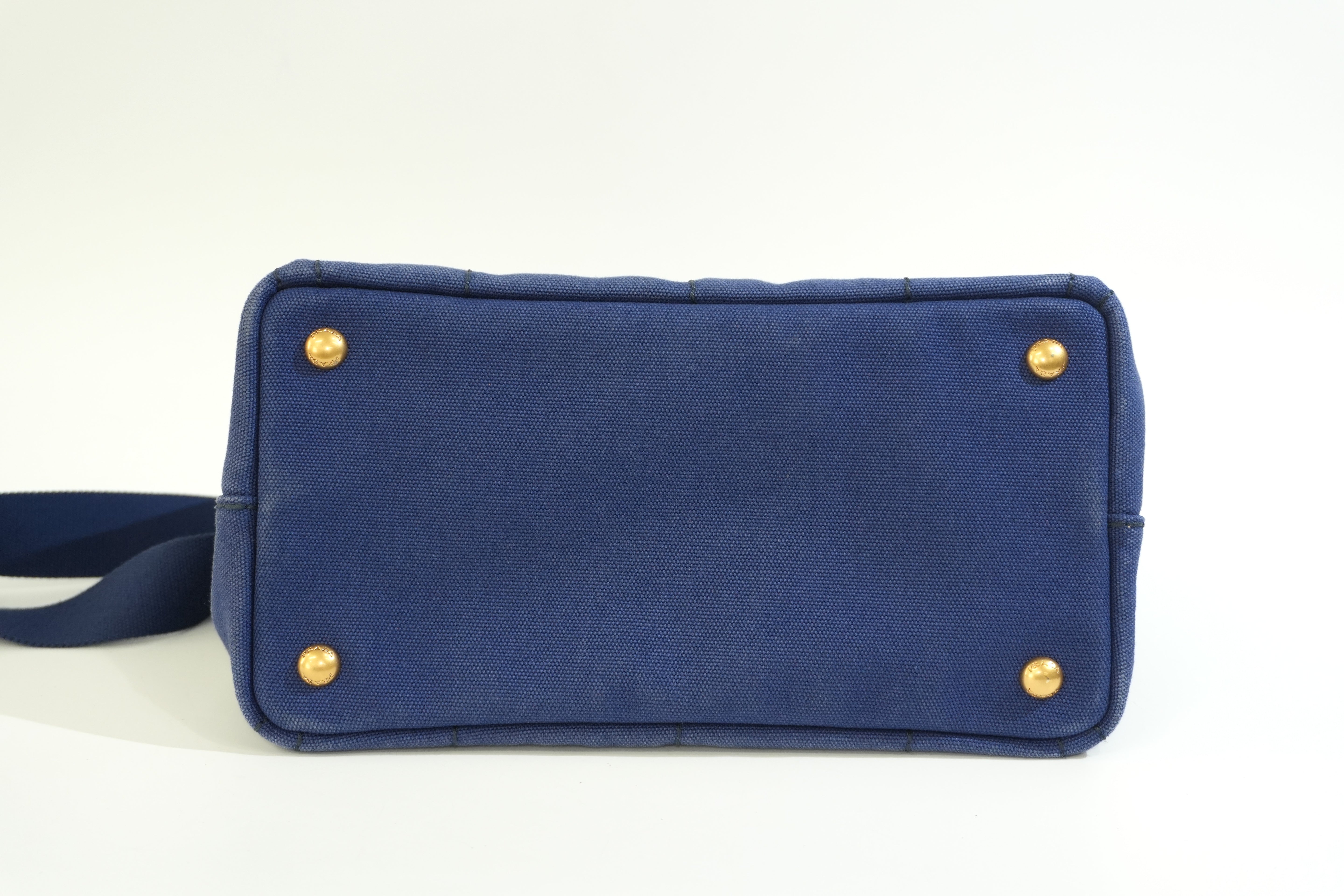 Pre-owned Prada Canapa Small Two Way Shoulder Blue