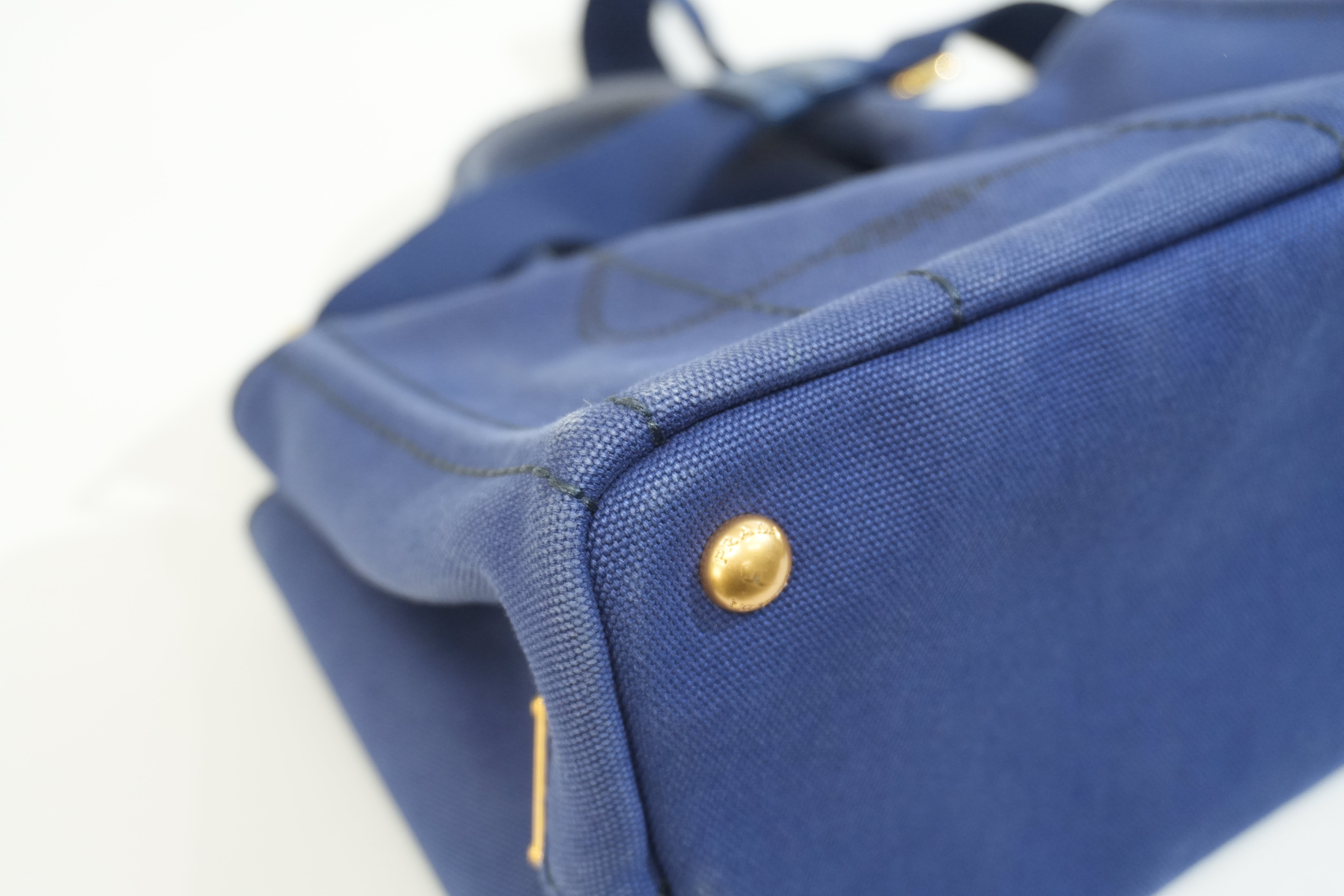 Pre-owned Prada Canapa Small Two Way Shoulder Blue