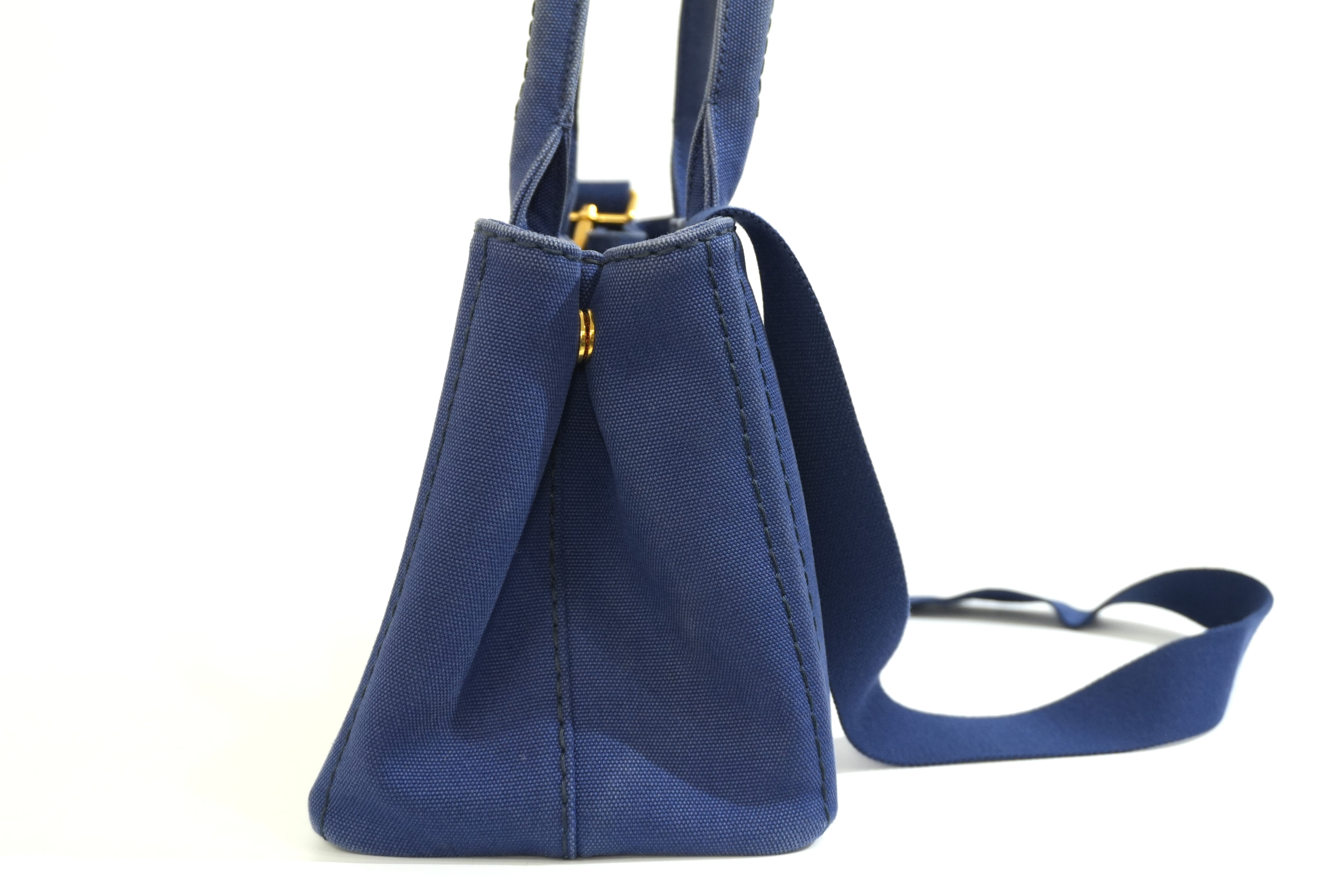 Pre-owned Prada Canapa Small Two Way Shoulder Blue