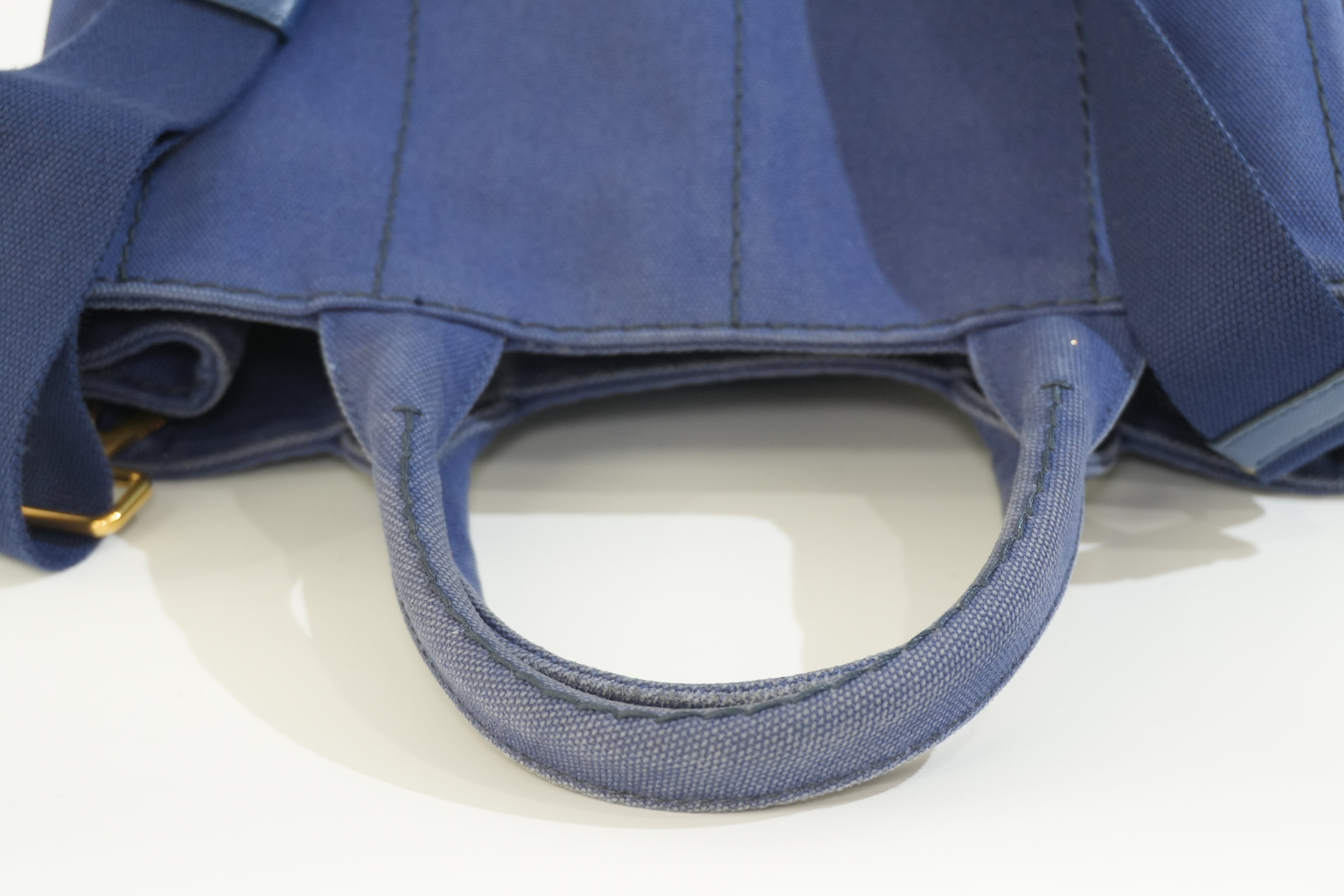 Pre-owned Prada Canapa Small Two Way Shoulder Blue