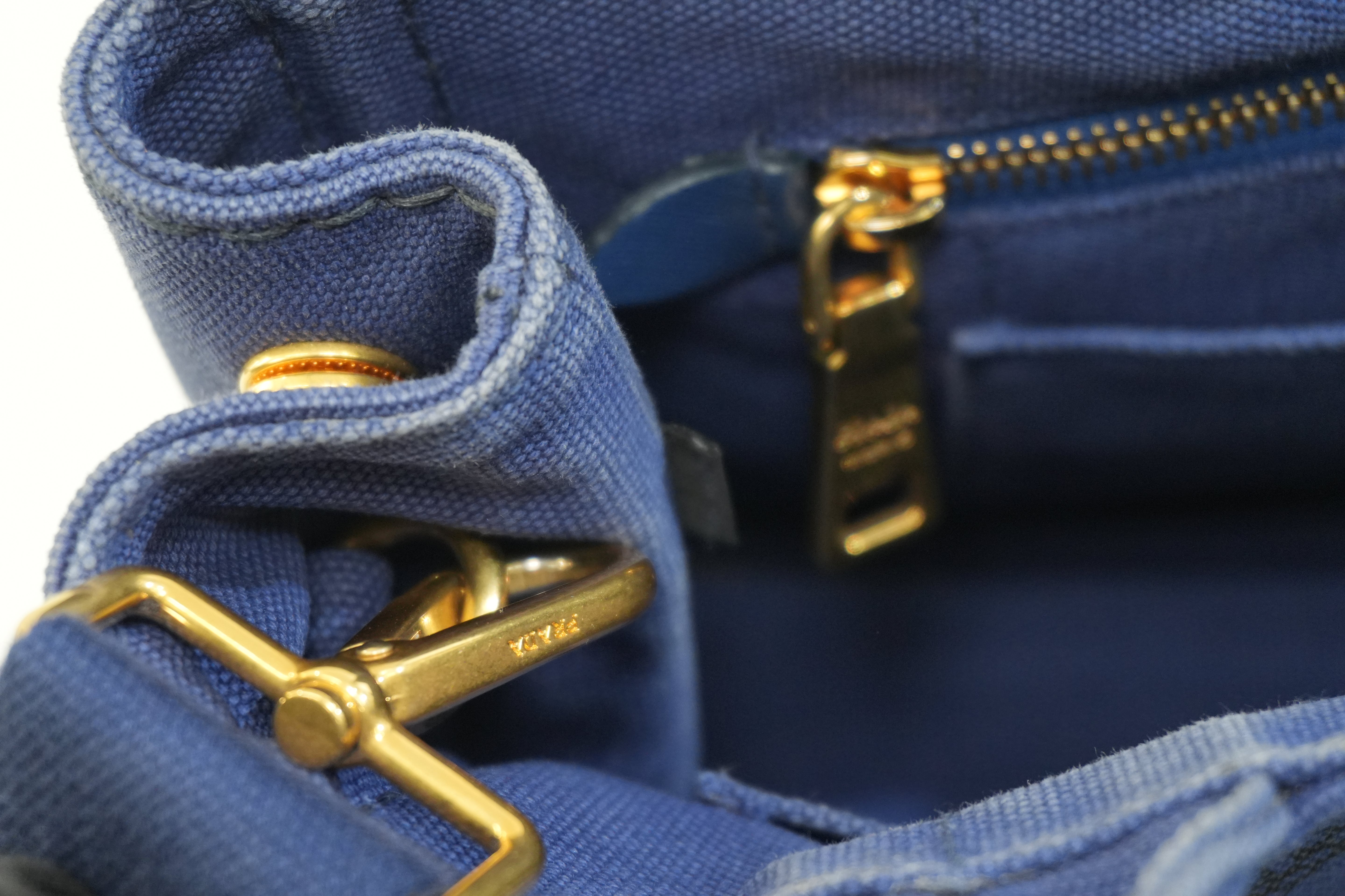 Pre-owned Prada Canapa Small Two Way Shoulder Blue