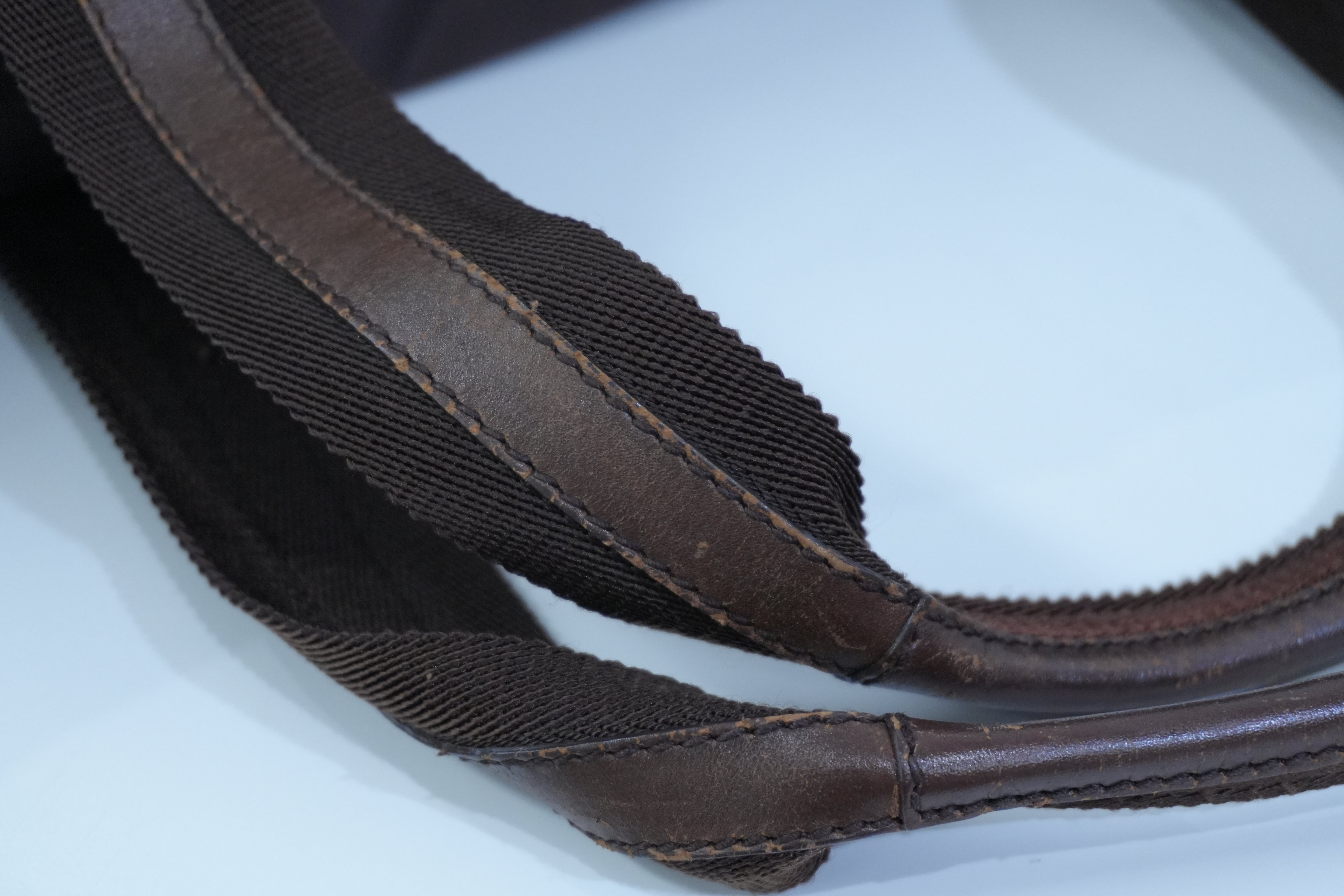 Pre-owned Gucci Nylon Diamante Travel Tote Bag Brown