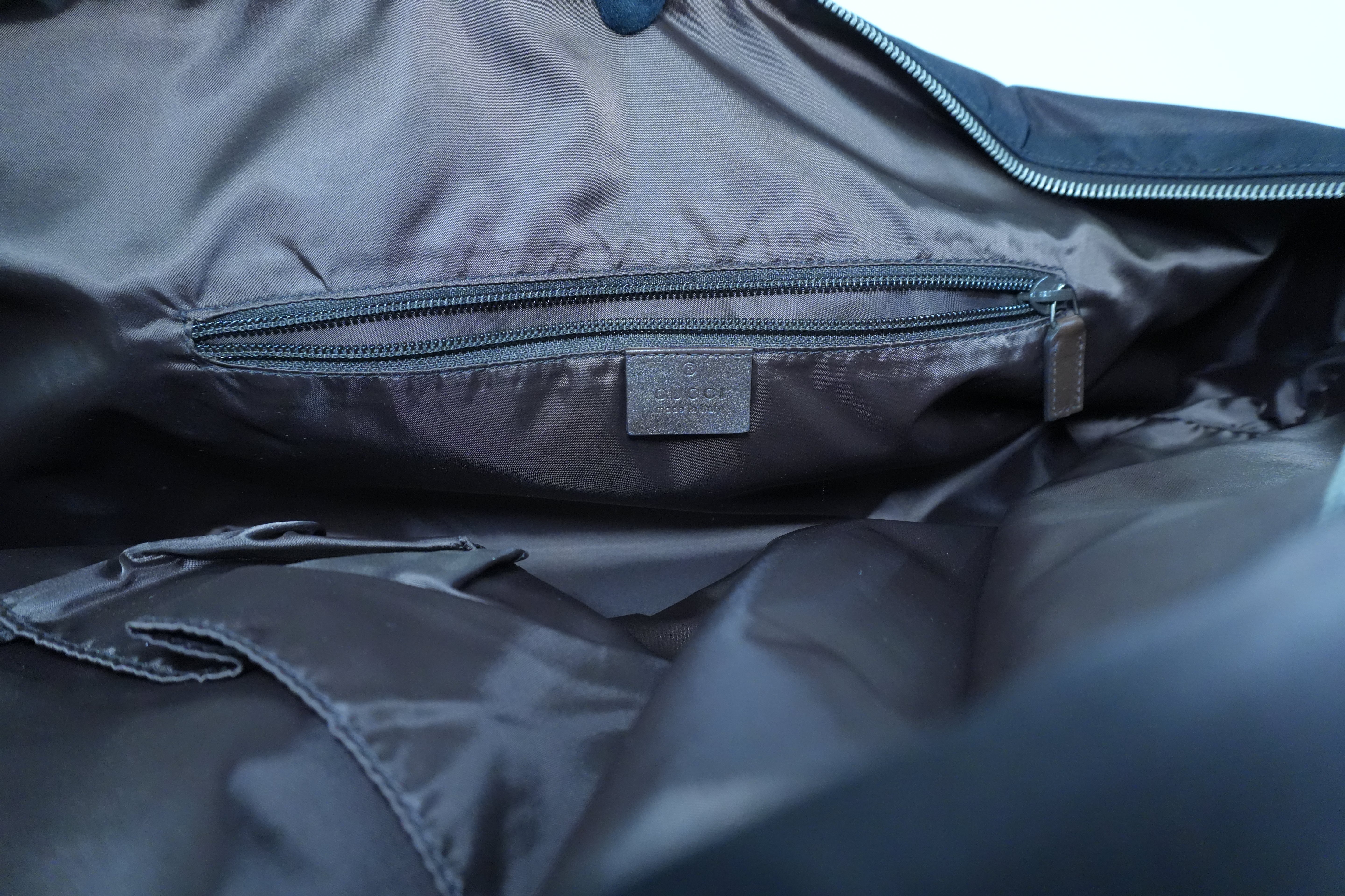 Pre-owned Gucci Nylon Diamante Travel Tote Bag Brown