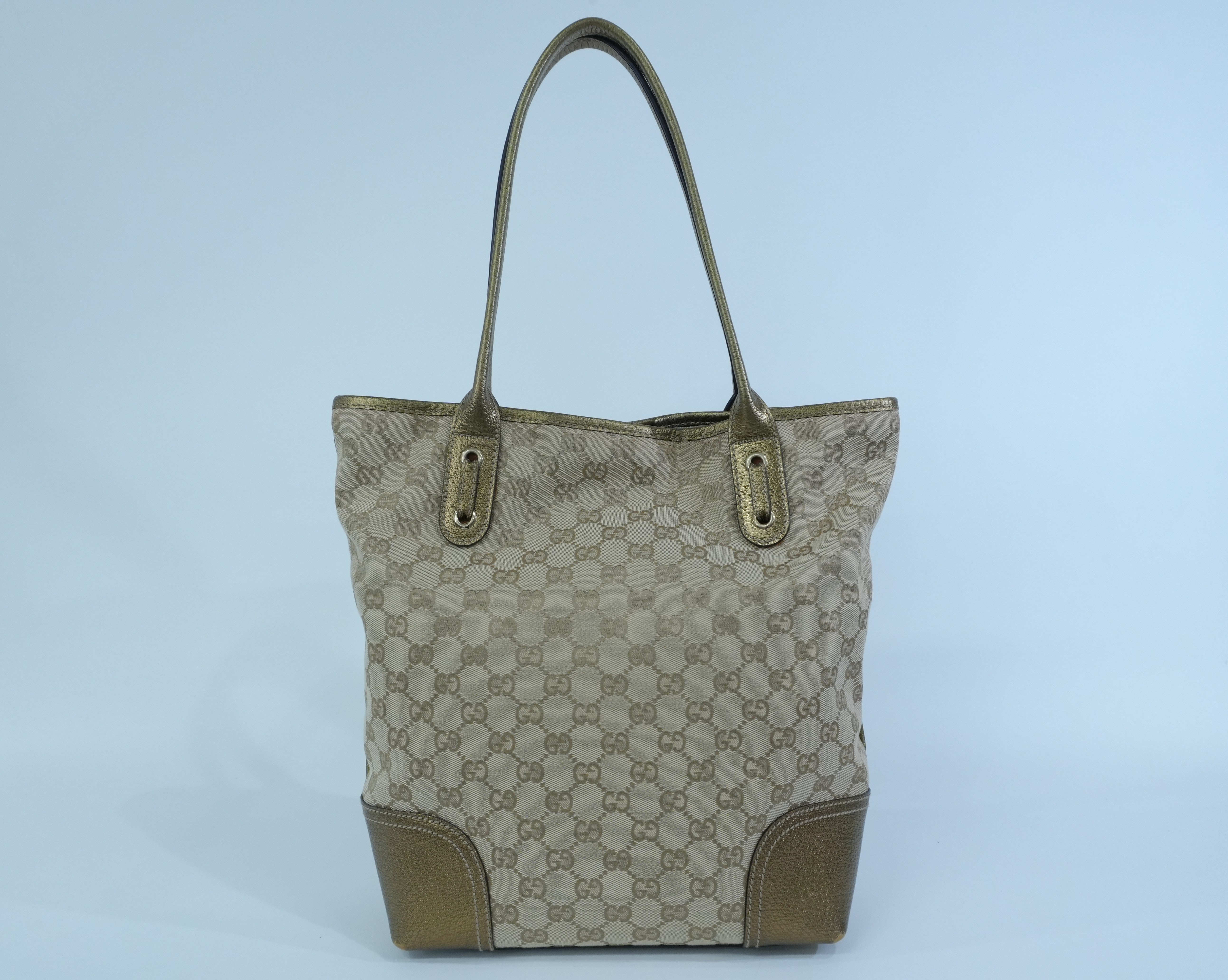 Pre-owned Gucci Metallic Diamond Tote Bag Gold