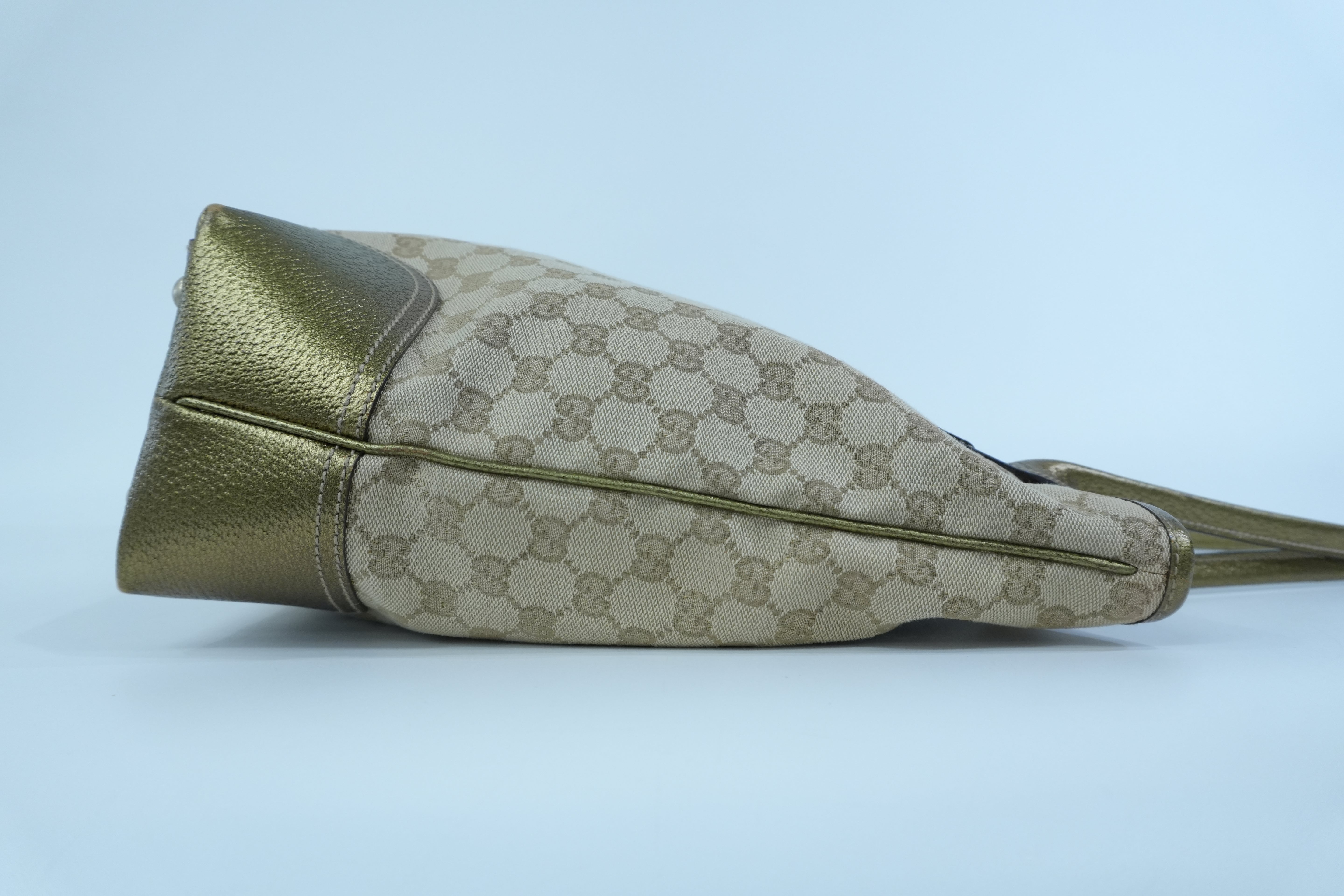 Pre-owned Gucci Metallic Diamond Tote Bag Gold