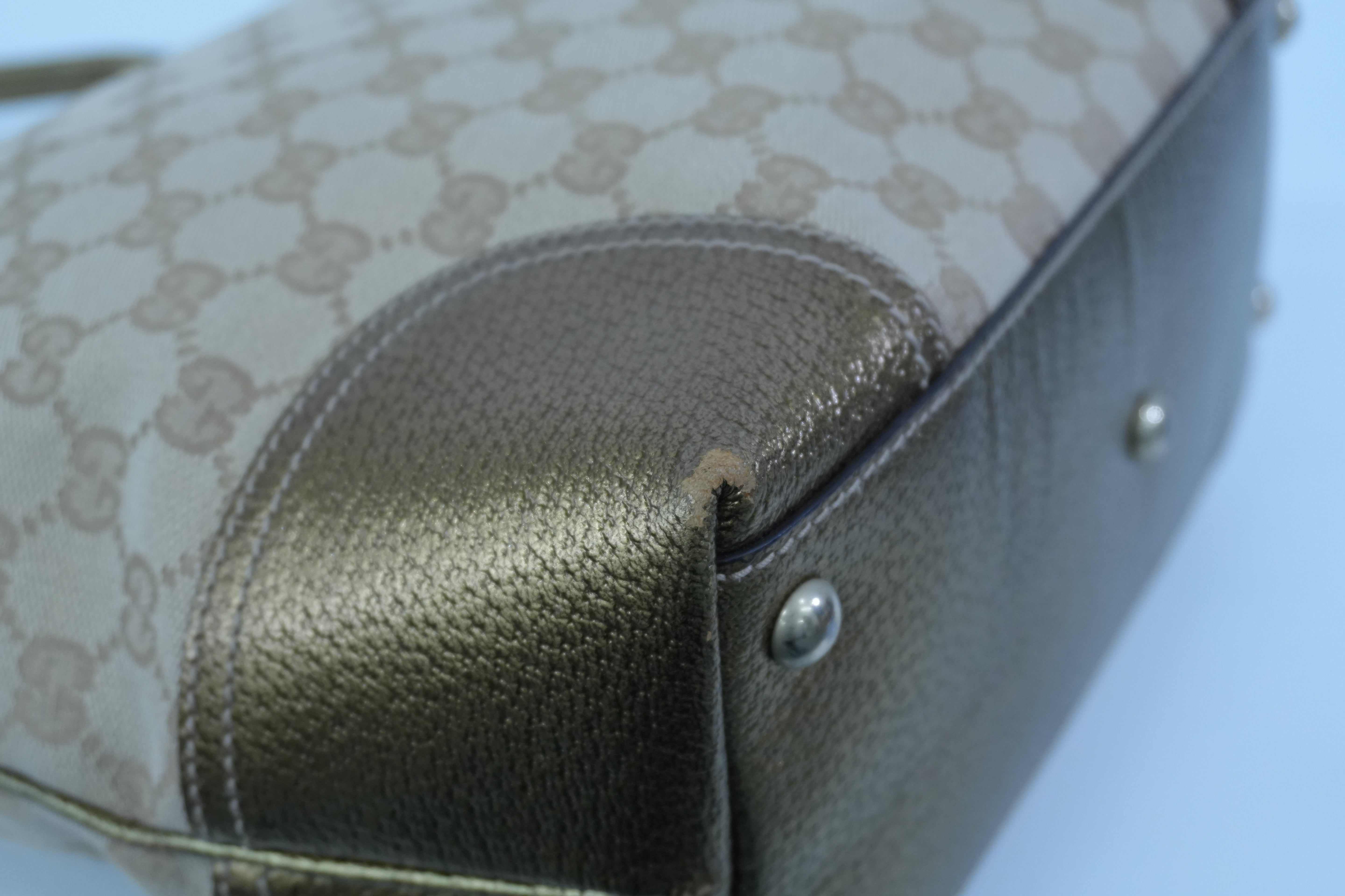 Pre-owned Gucci Metallic Diamond Tote Bag Gold