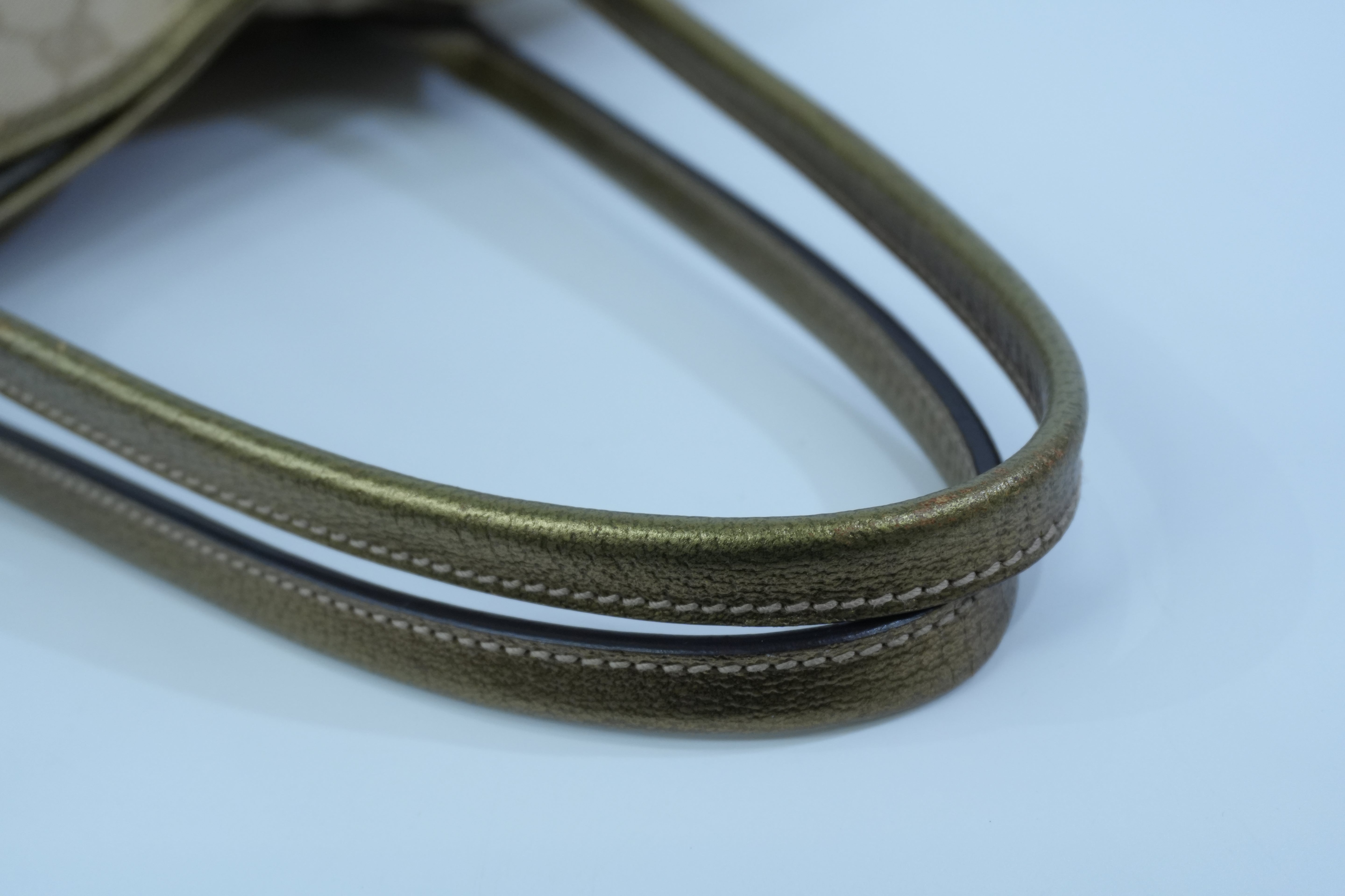 Pre-owned Gucci Metallic Diamond Tote Bag Gold