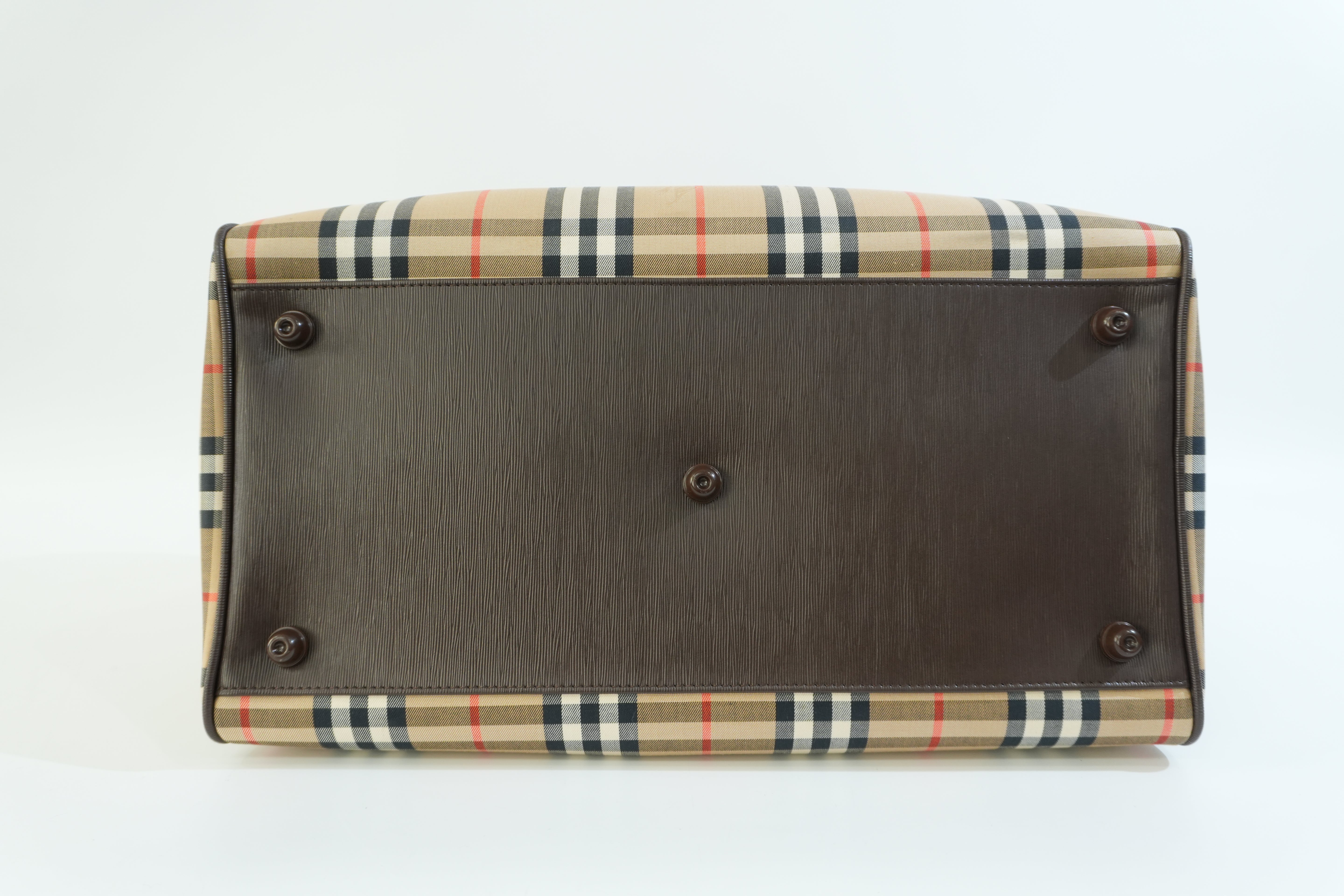 Pre-owned Burberry Vintage Check Duffle Bag Brown