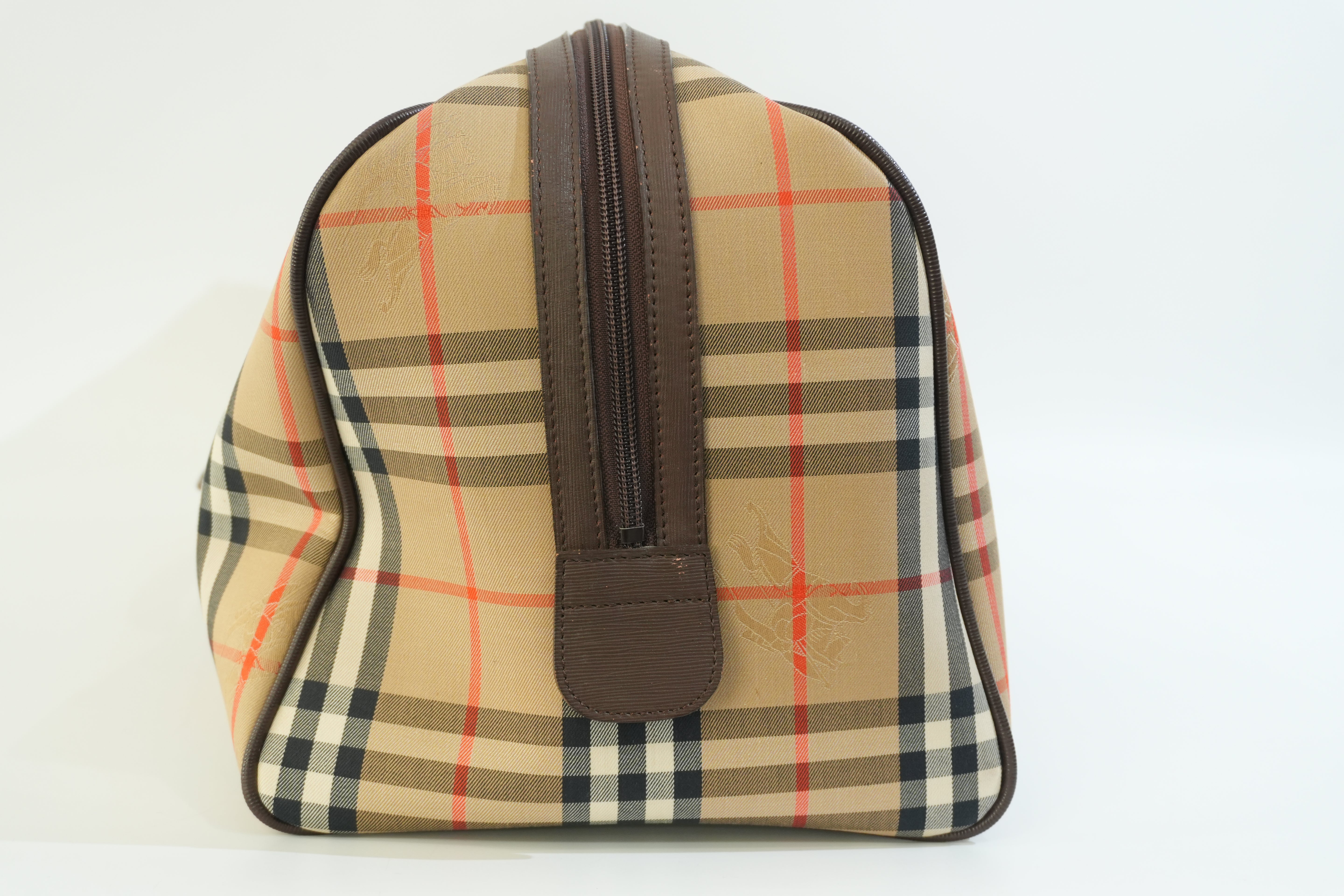 Pre-owned Burberry Vintage Check Duffle Bag Brown