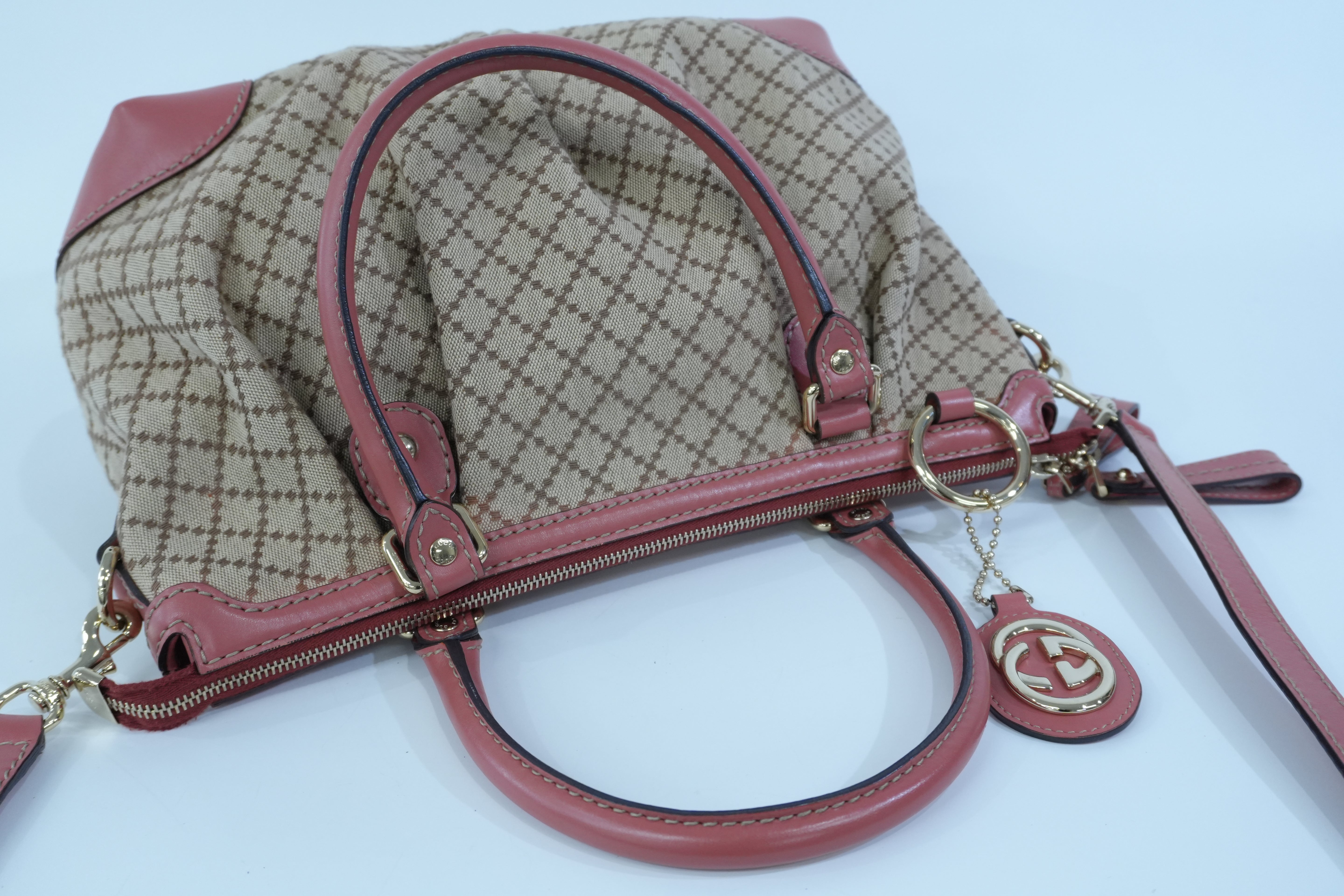 Pre-owned Gucci Sukey Two Way Shoulder Bag Brown and Pink
