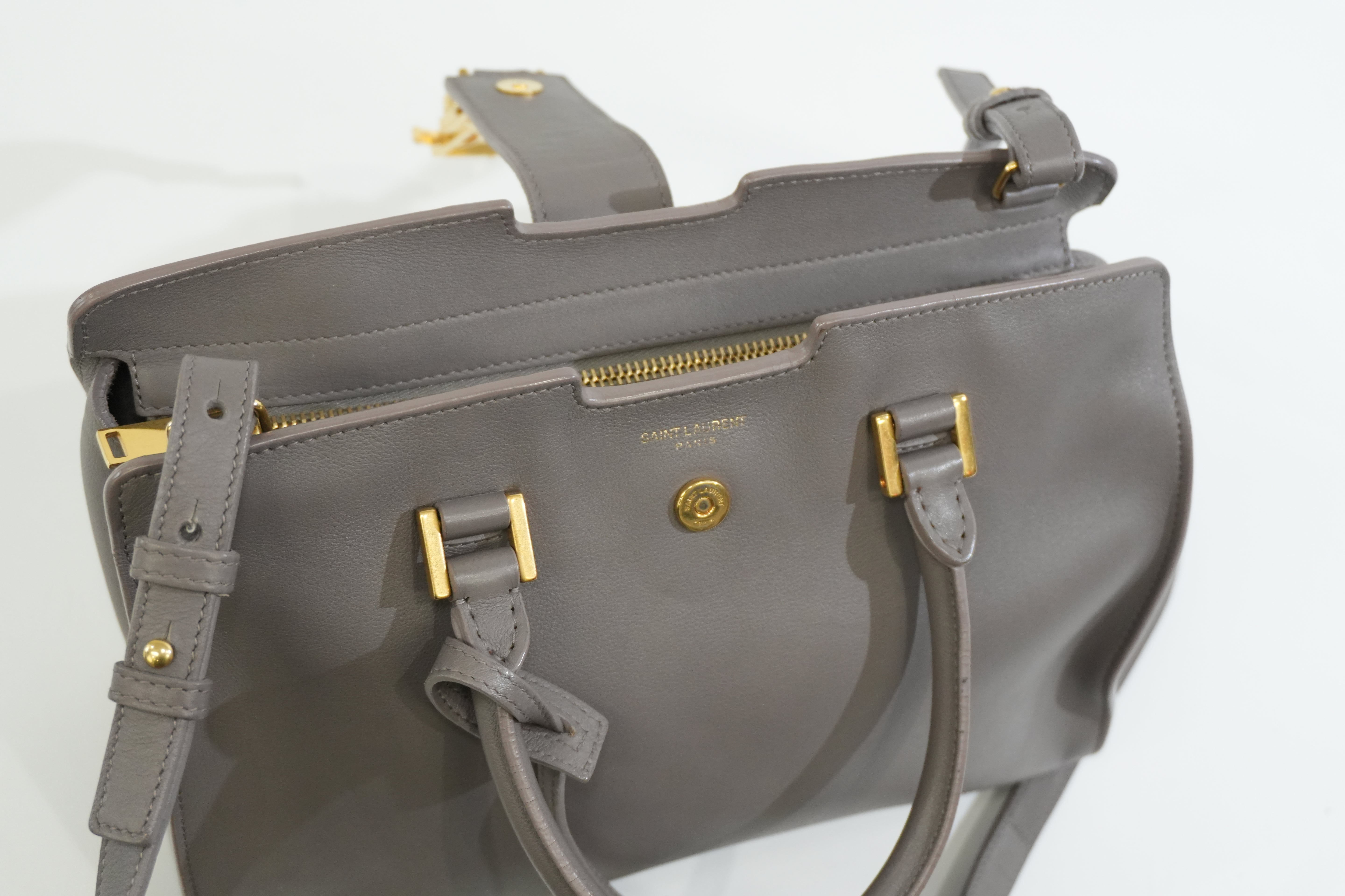 Pre-owned Saint Laurent Small Monogram Cabas Handbag Fog