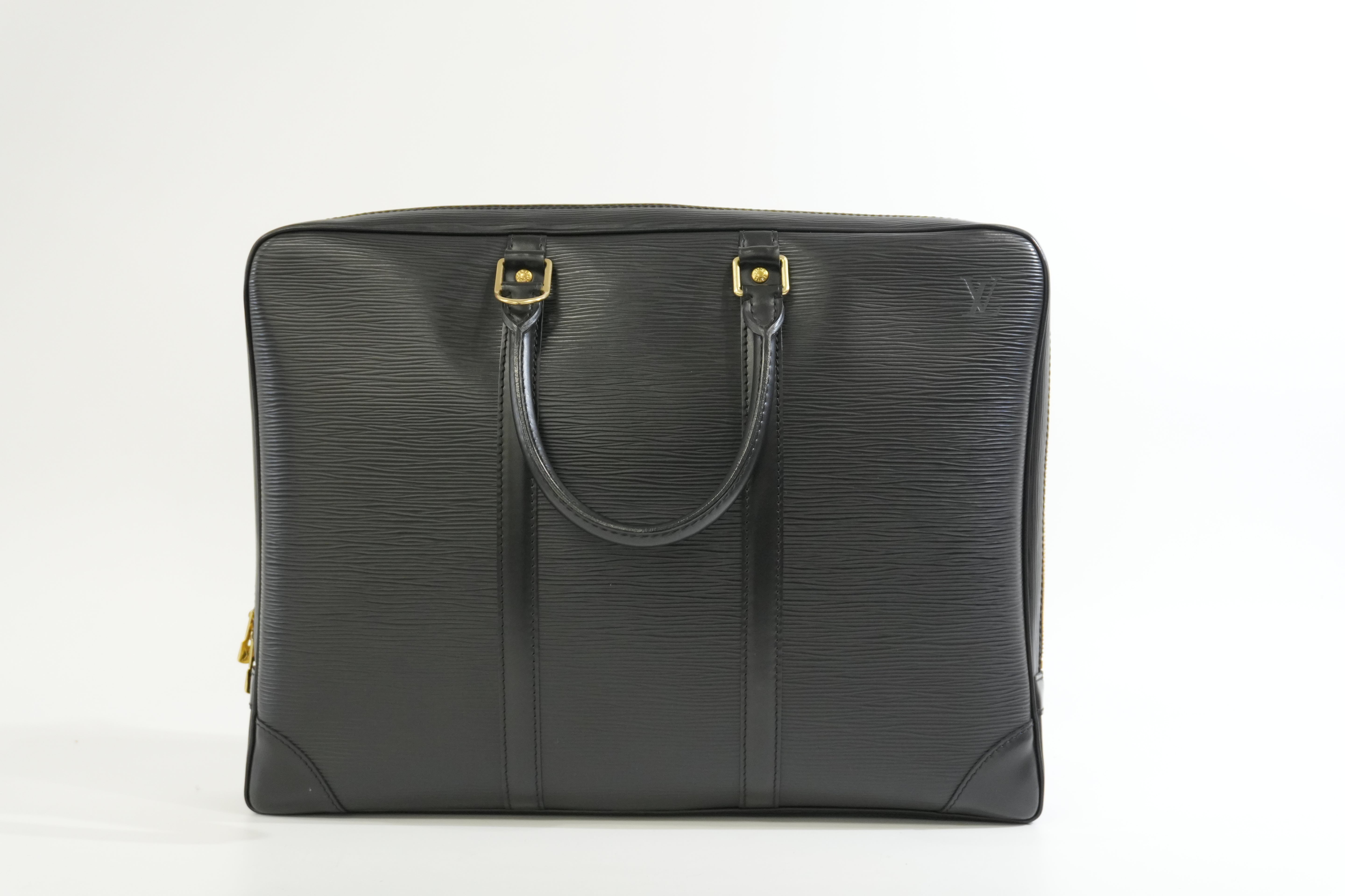 Pre-owned Louis Vuitton Epi Porte Documents Briefcase Black