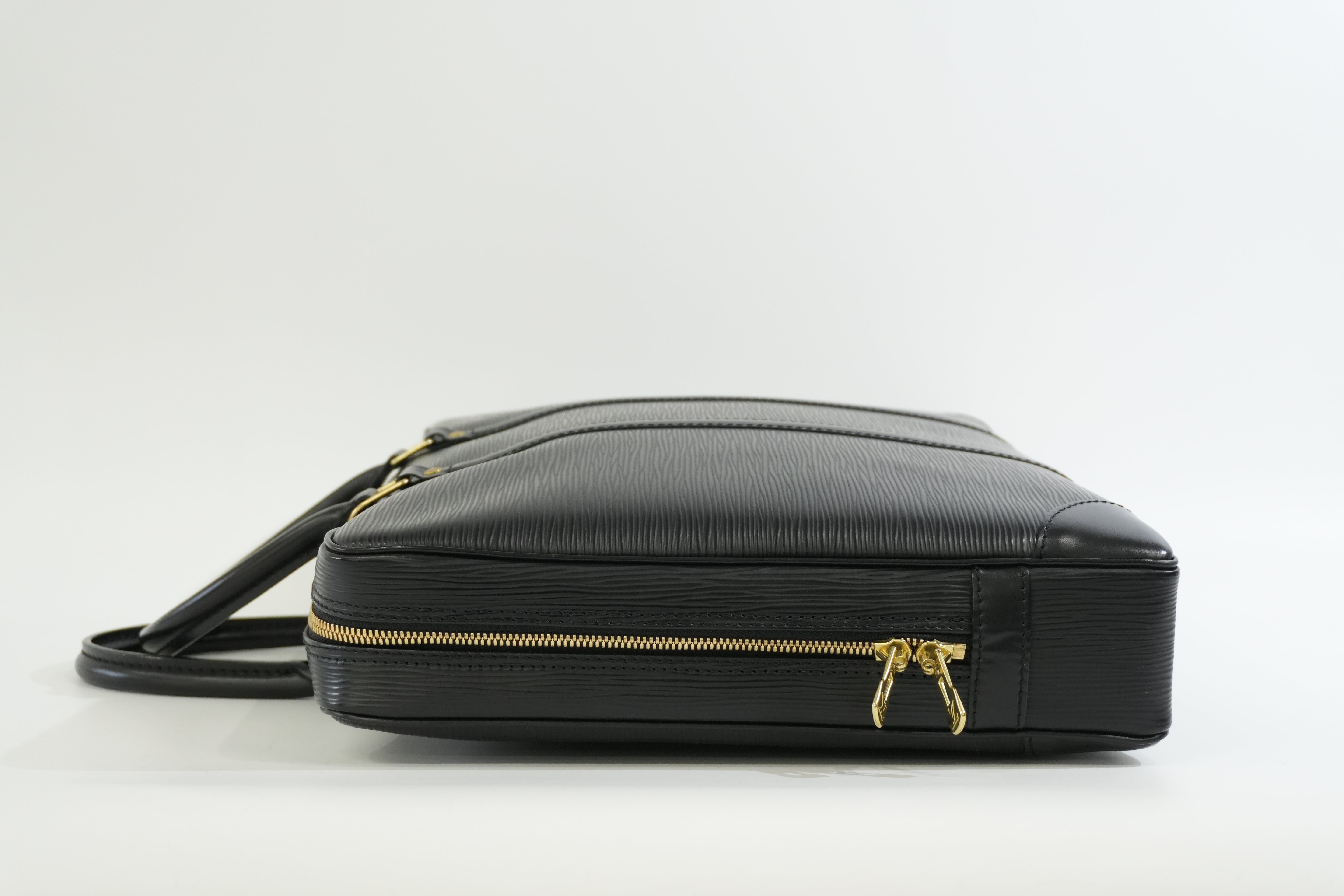 Pre-owned Louis Vuitton Epi Porte Documents Briefcase Black