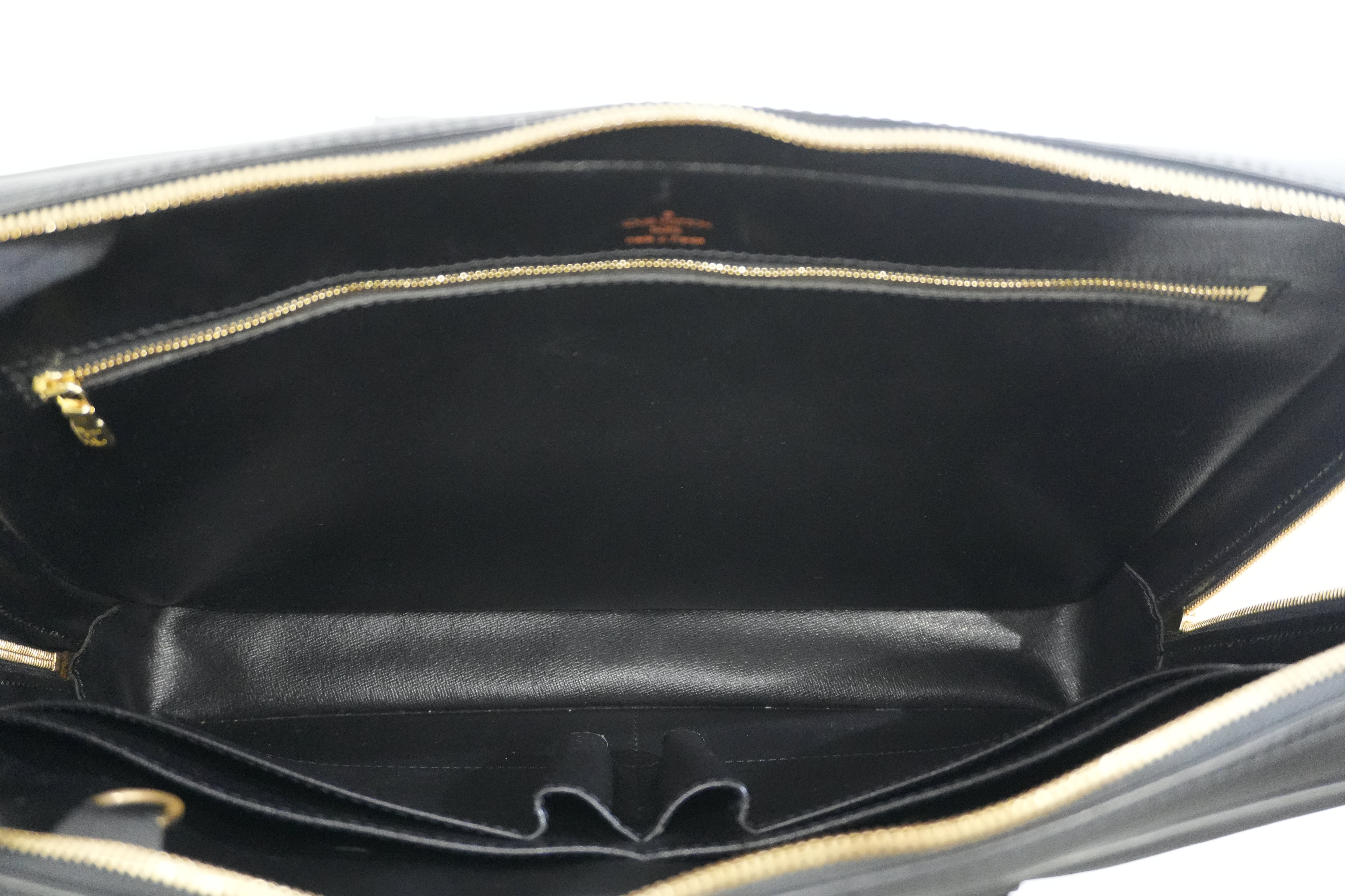 Pre-owned Louis Vuitton Epi Porte Documents Briefcase Black