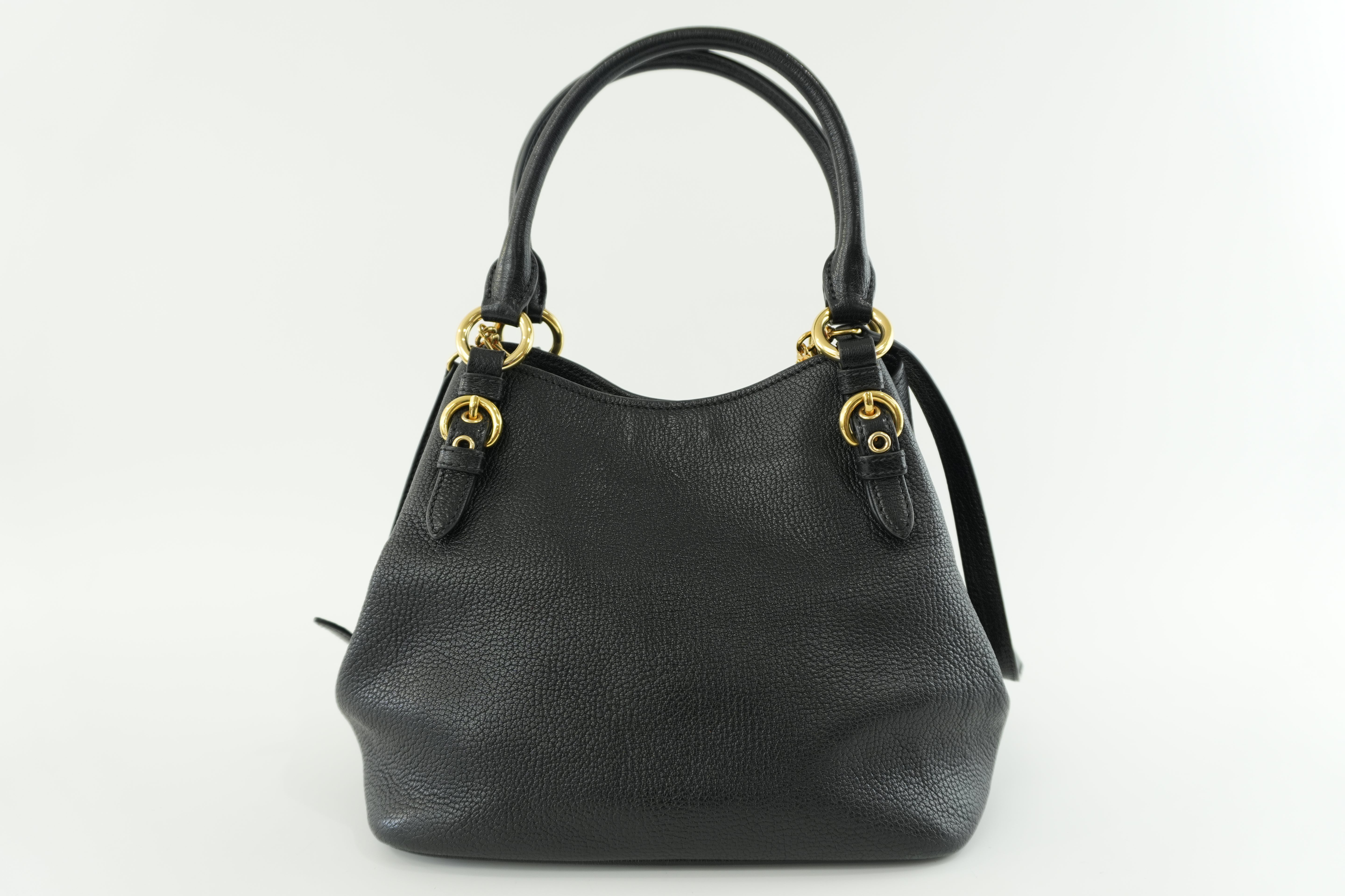 Miumiu Two Way Shoulder Bag Black Leather Used