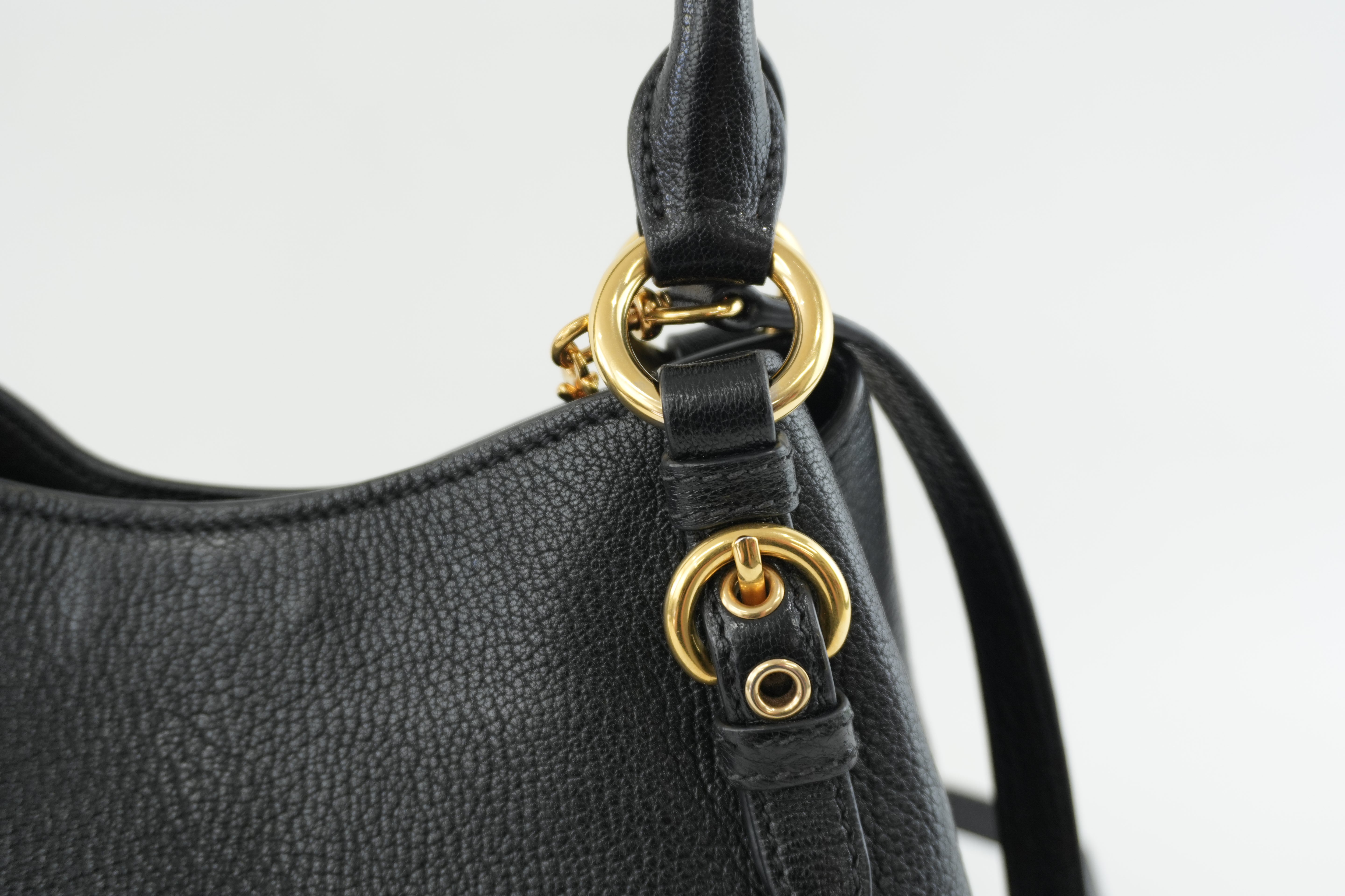 Miumiu Two Way Shoulder Bag Black Leather Used