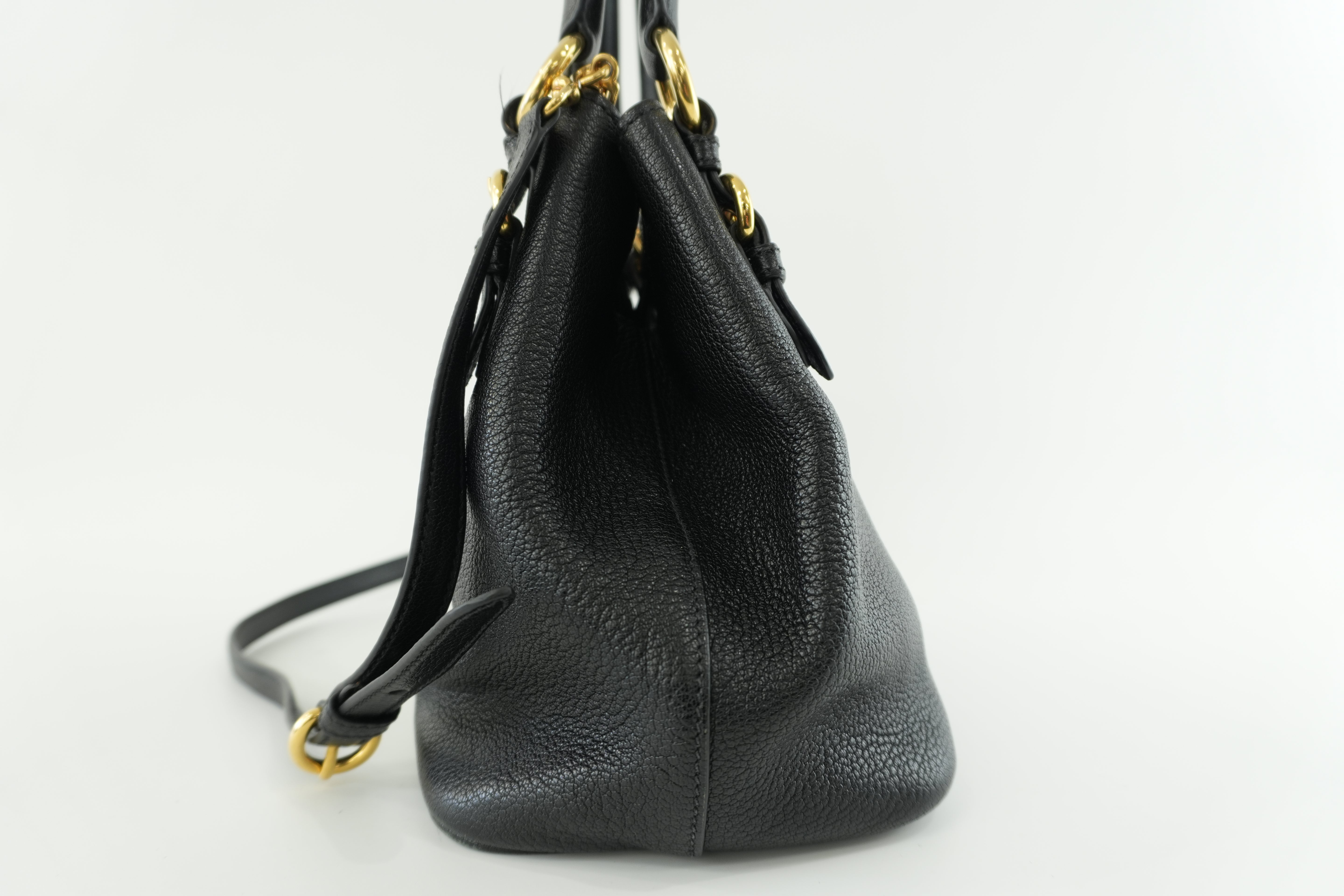 Miumiu Two Way Shoulder Bag Black Leather Used