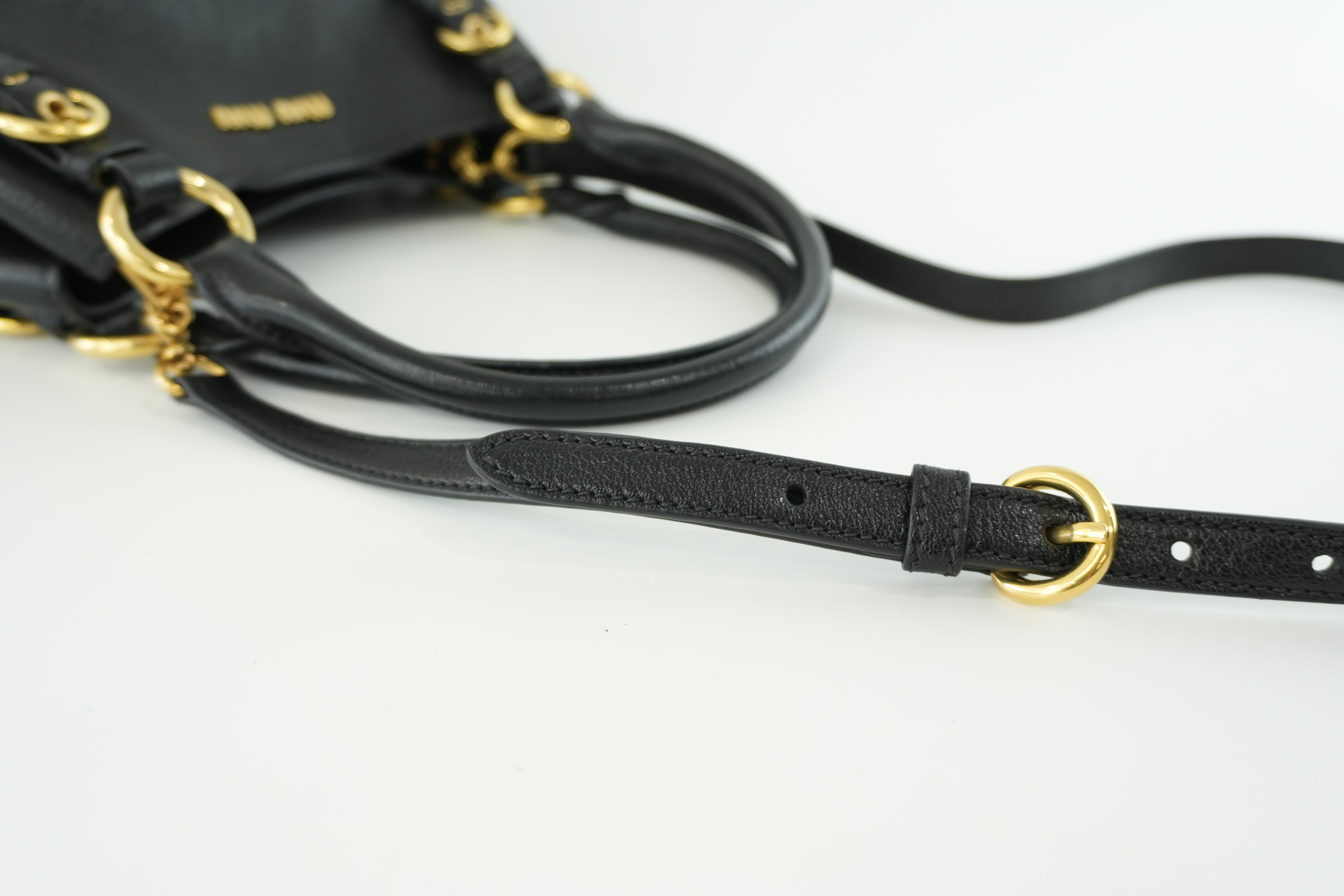 Miumiu Two Way Shoulder Bag Black Leather Used