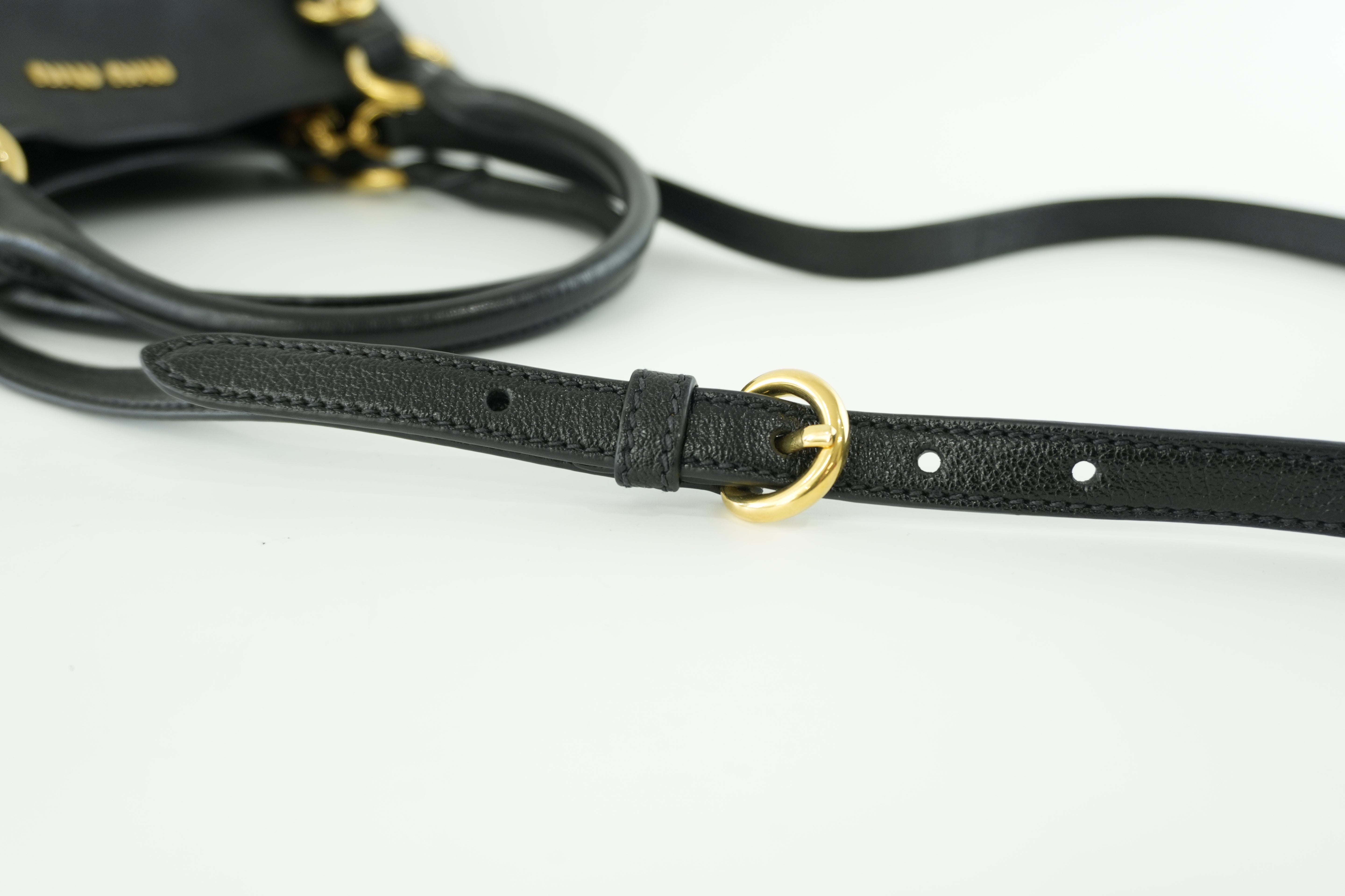 Miumiu Two Way Shoulder Bag Black Leather Used