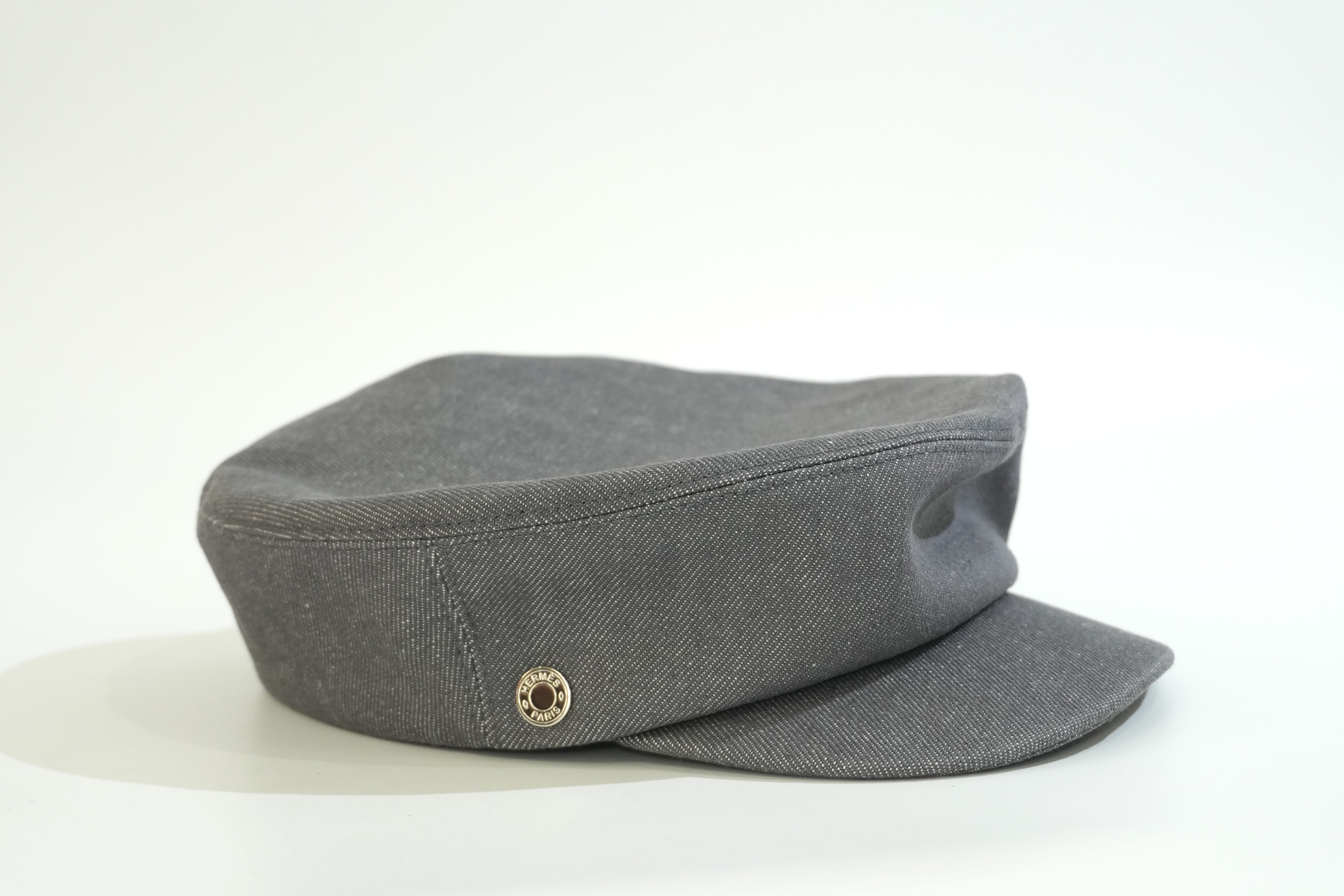 Pre-owned Hermes Cotton saint Honore Avalon stitch Beret Gray