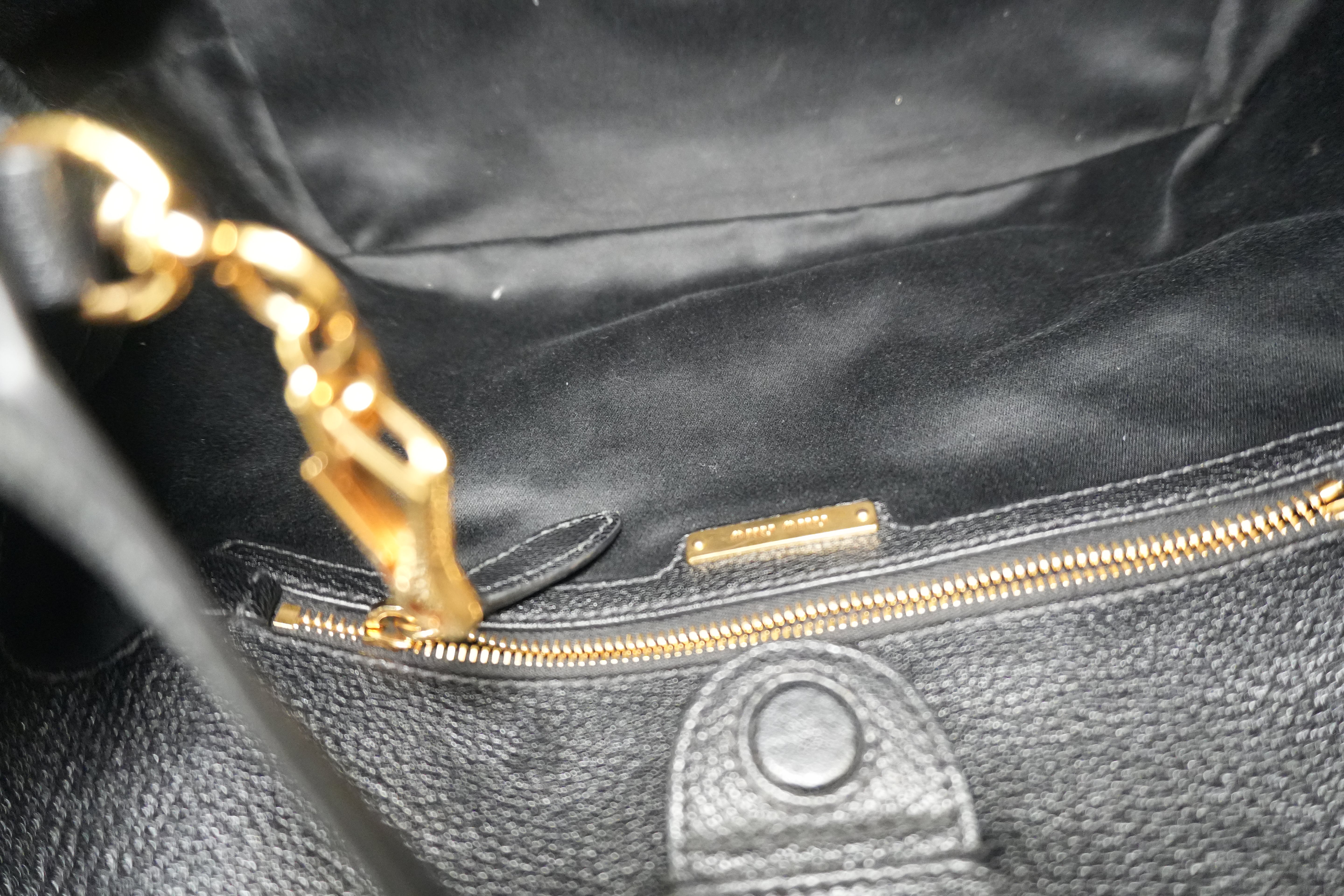 Miumiu Two Way Shoulder Bag Black Leather Used