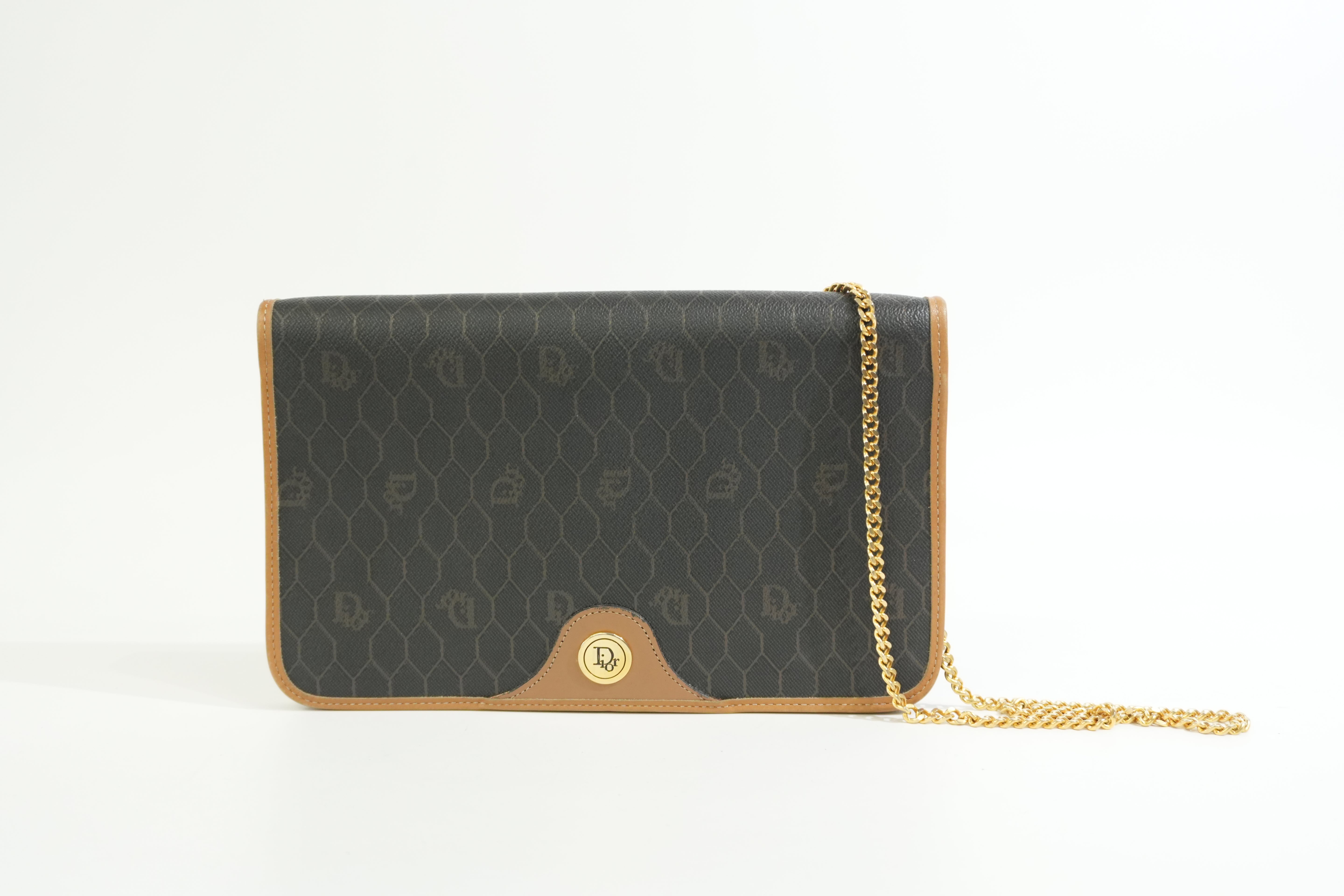 Pre-owned Dior Honeycomb Chain Crossbody Bag Black