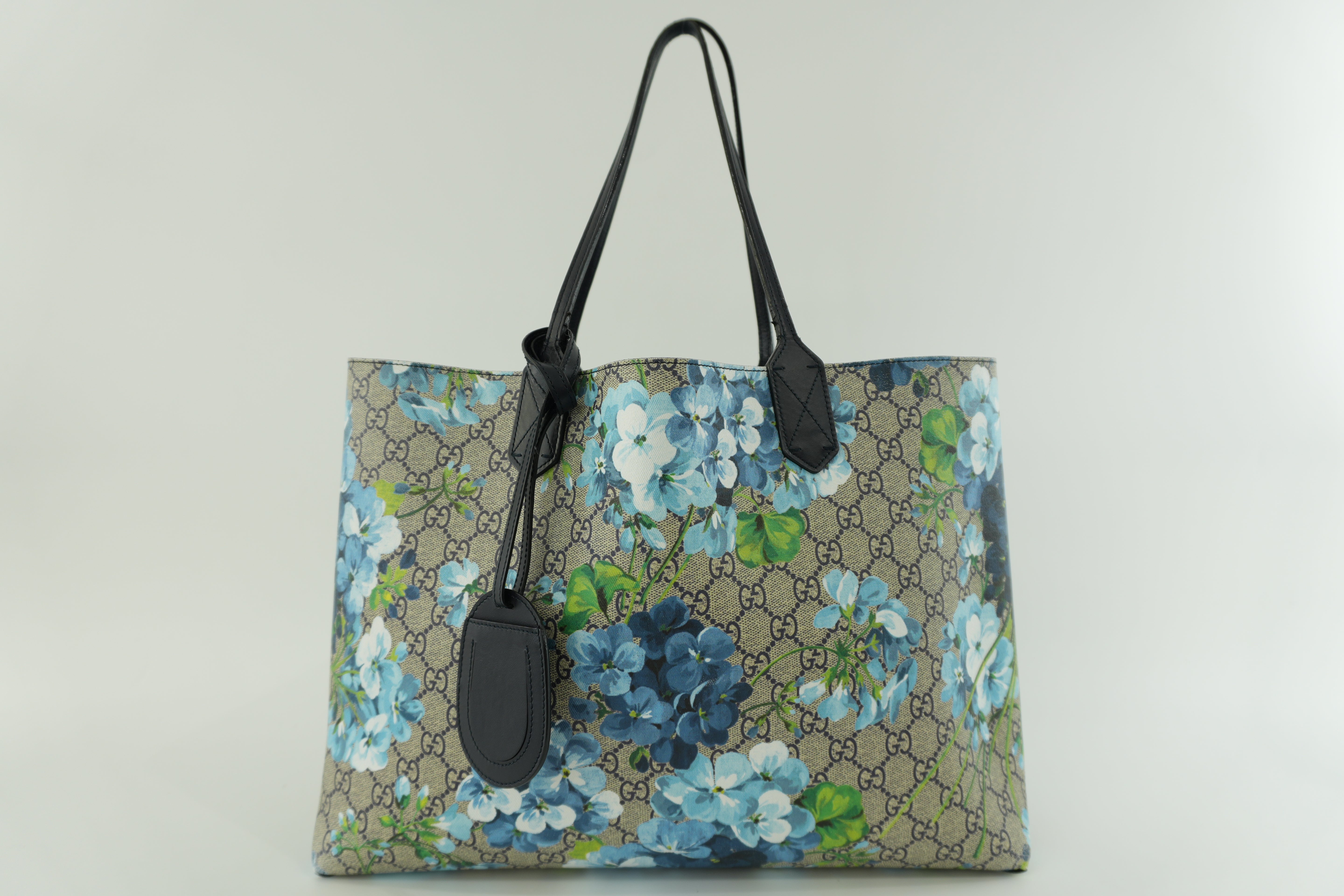 Gucci Blooms Canvas Tote Bag Blue Used