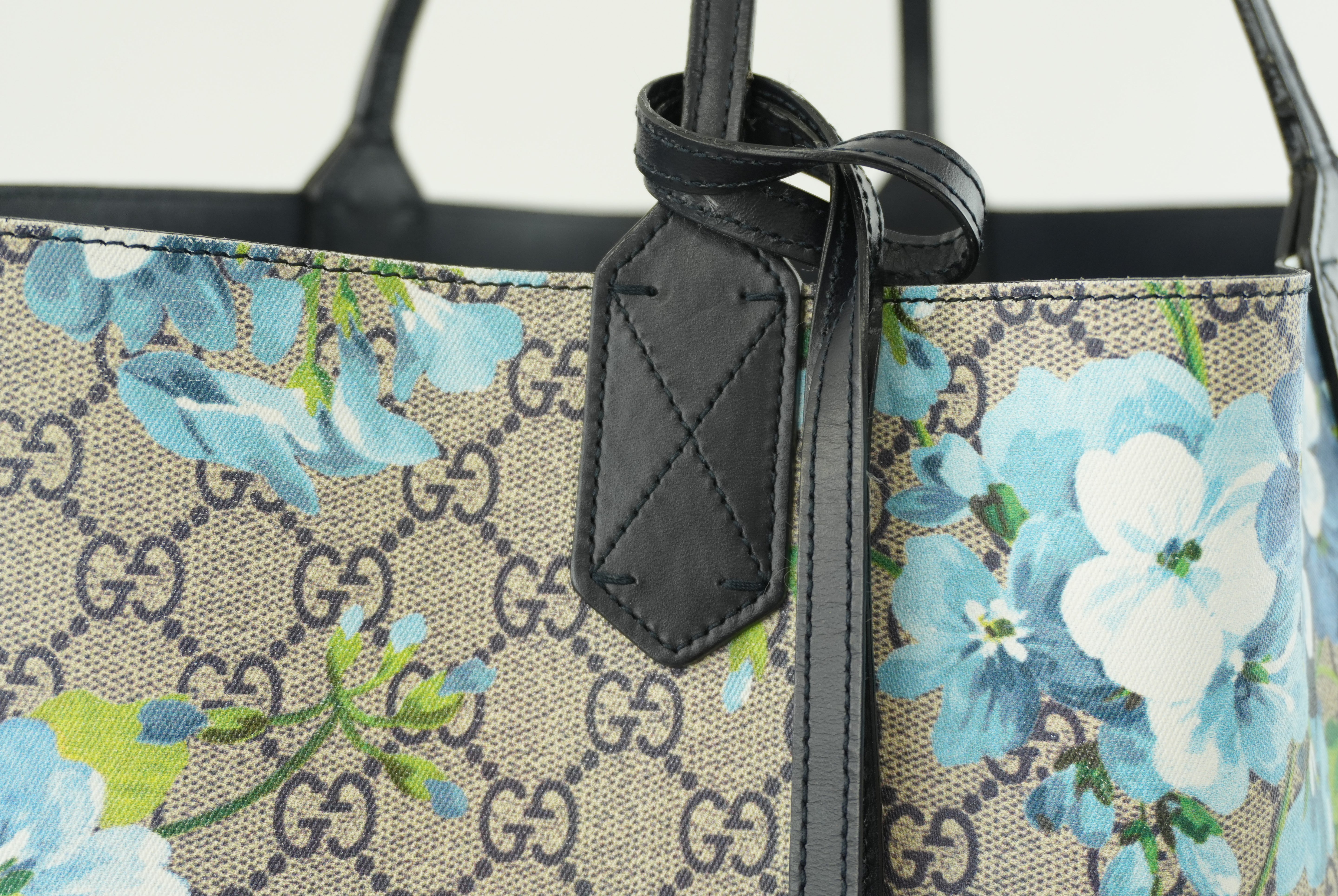 Gucci Blooms Canvas Tote Bag Blue Used