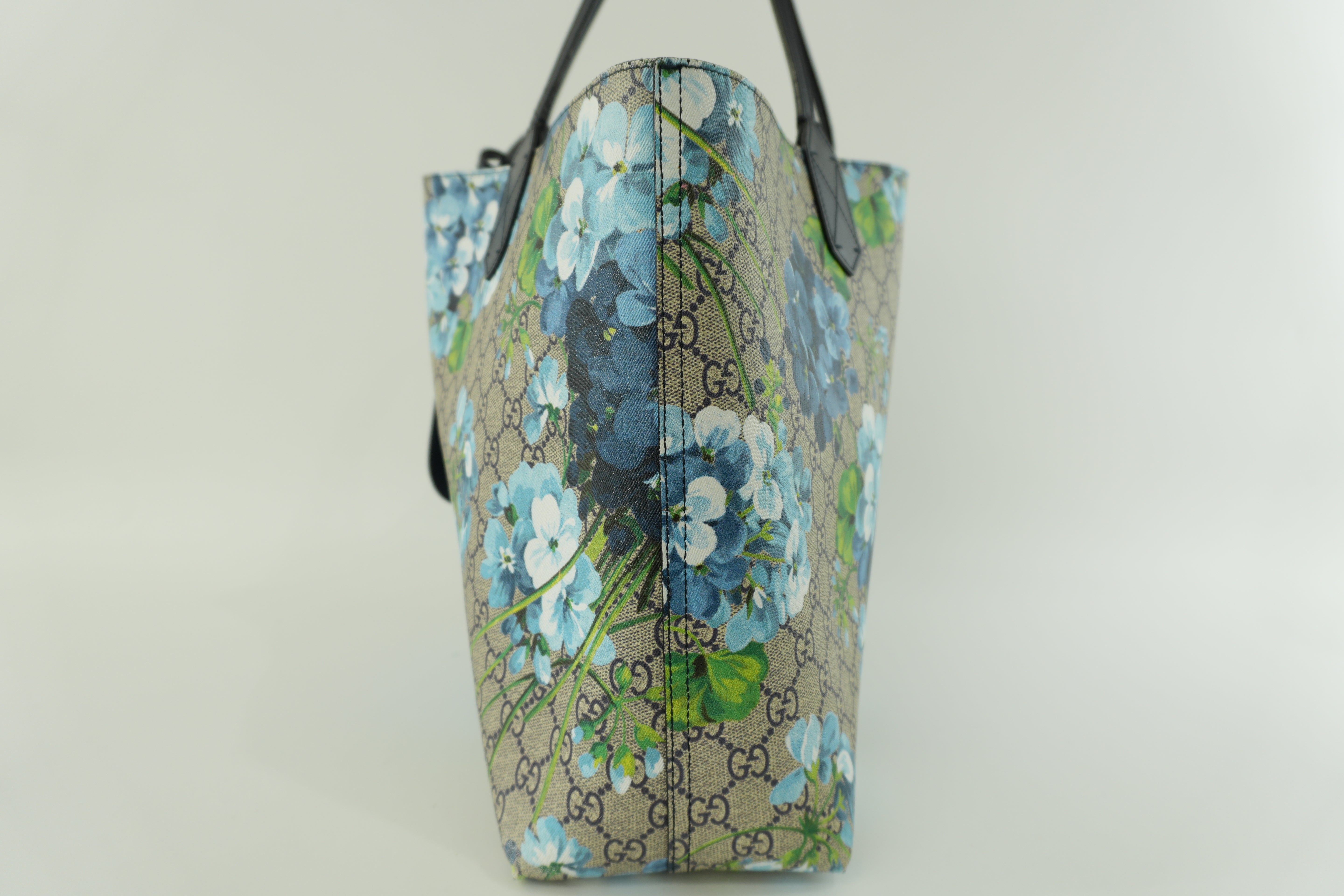 Gucci Blooms Canvas Tote Bag Blue Used