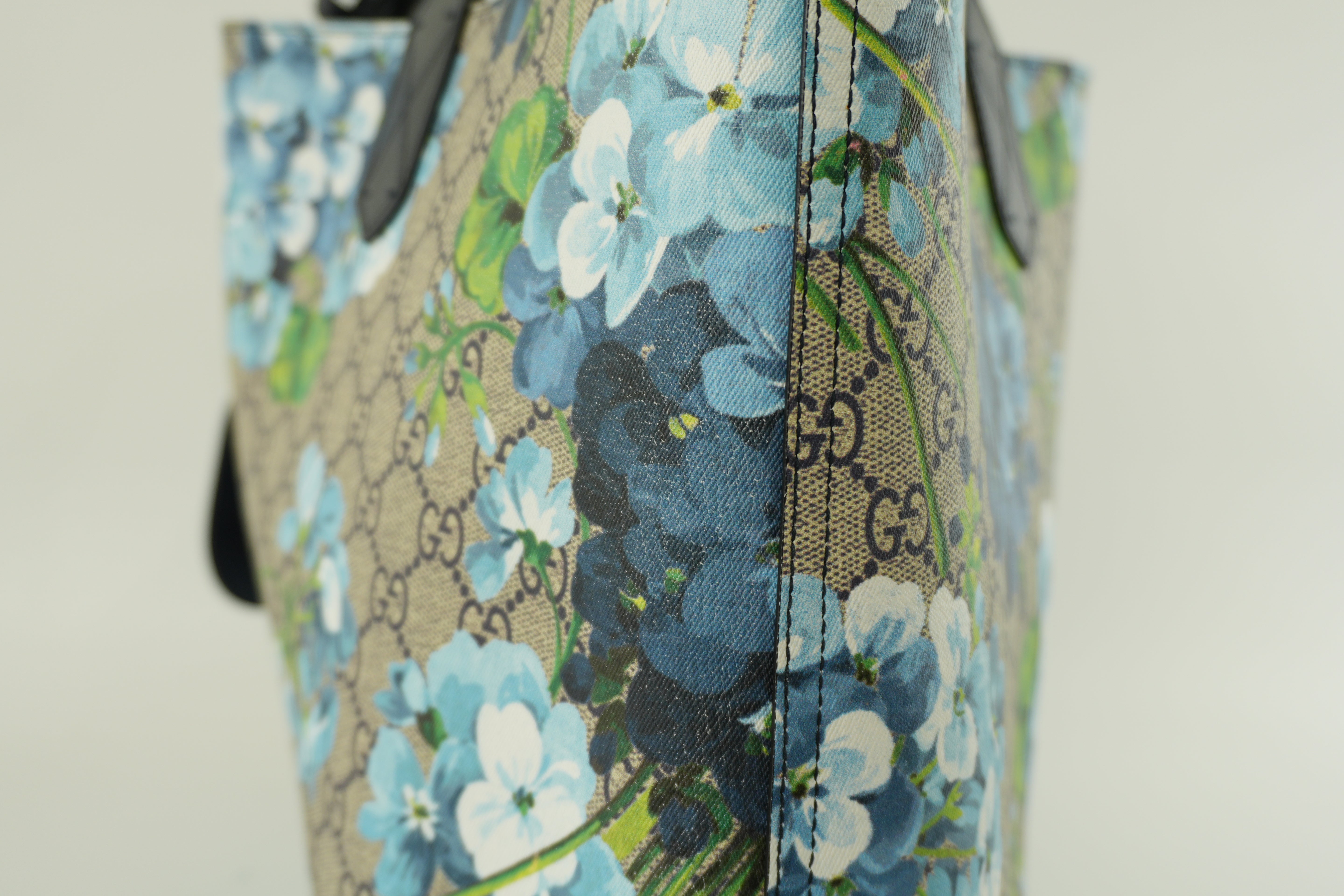 Gucci Blooms Canvas Tote Bag Blue Used
