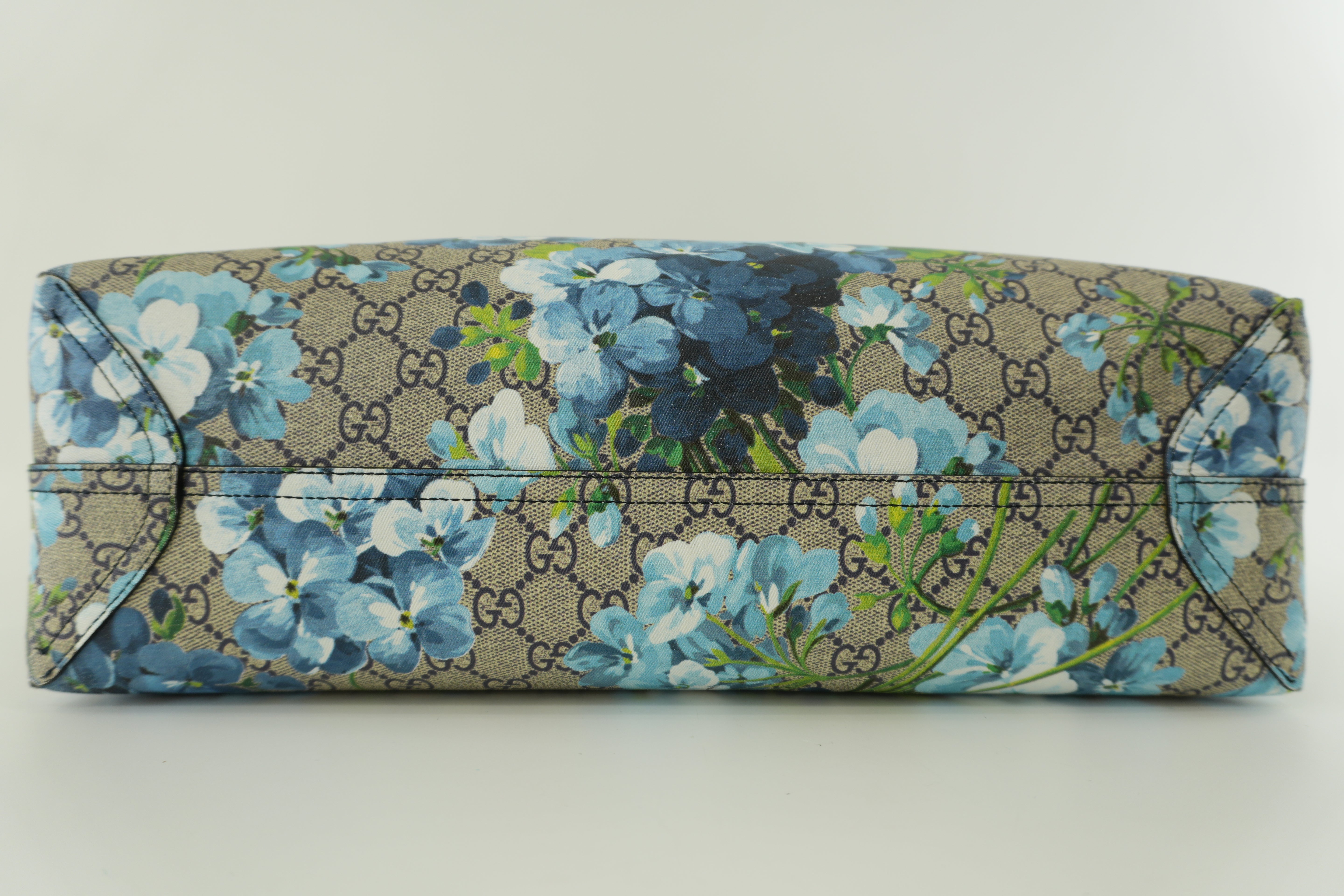 Gucci Blooms Canvas Tote Bag Blue Used