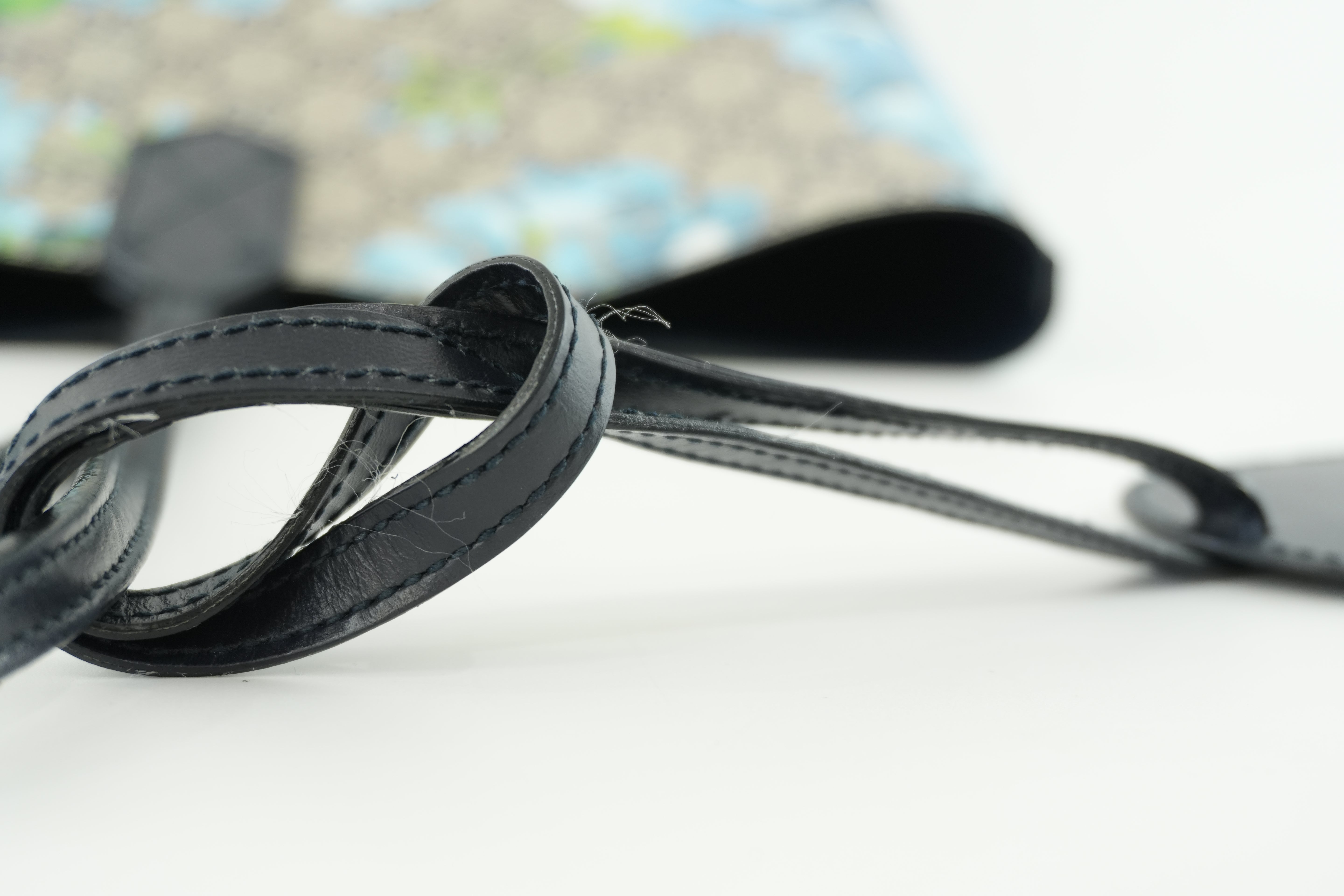 Gucci Blooms Canvas Tote Bag Blue Used