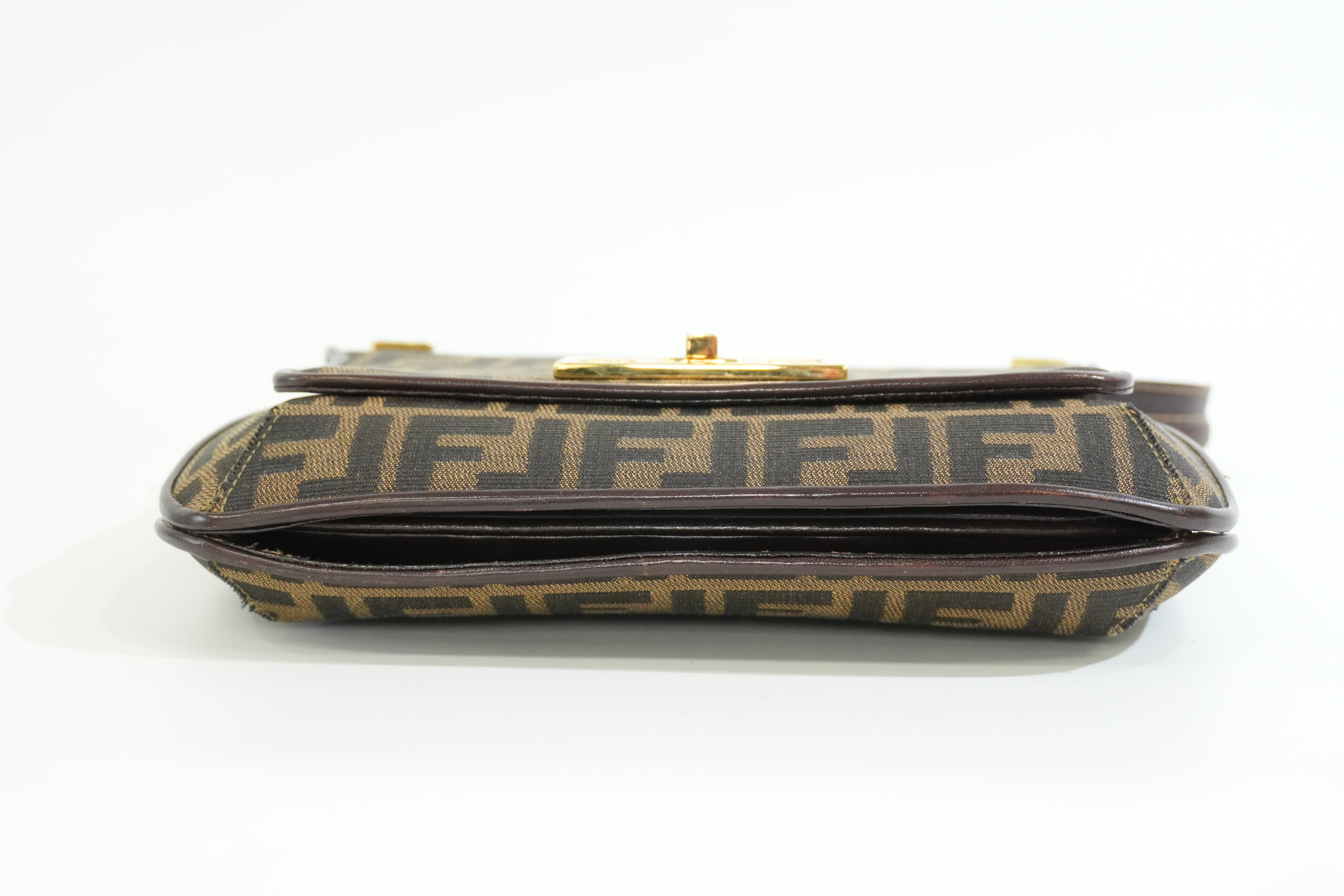 Pre-owned Fendi Zucca Mamma Baguette Top Handle Bag Brown