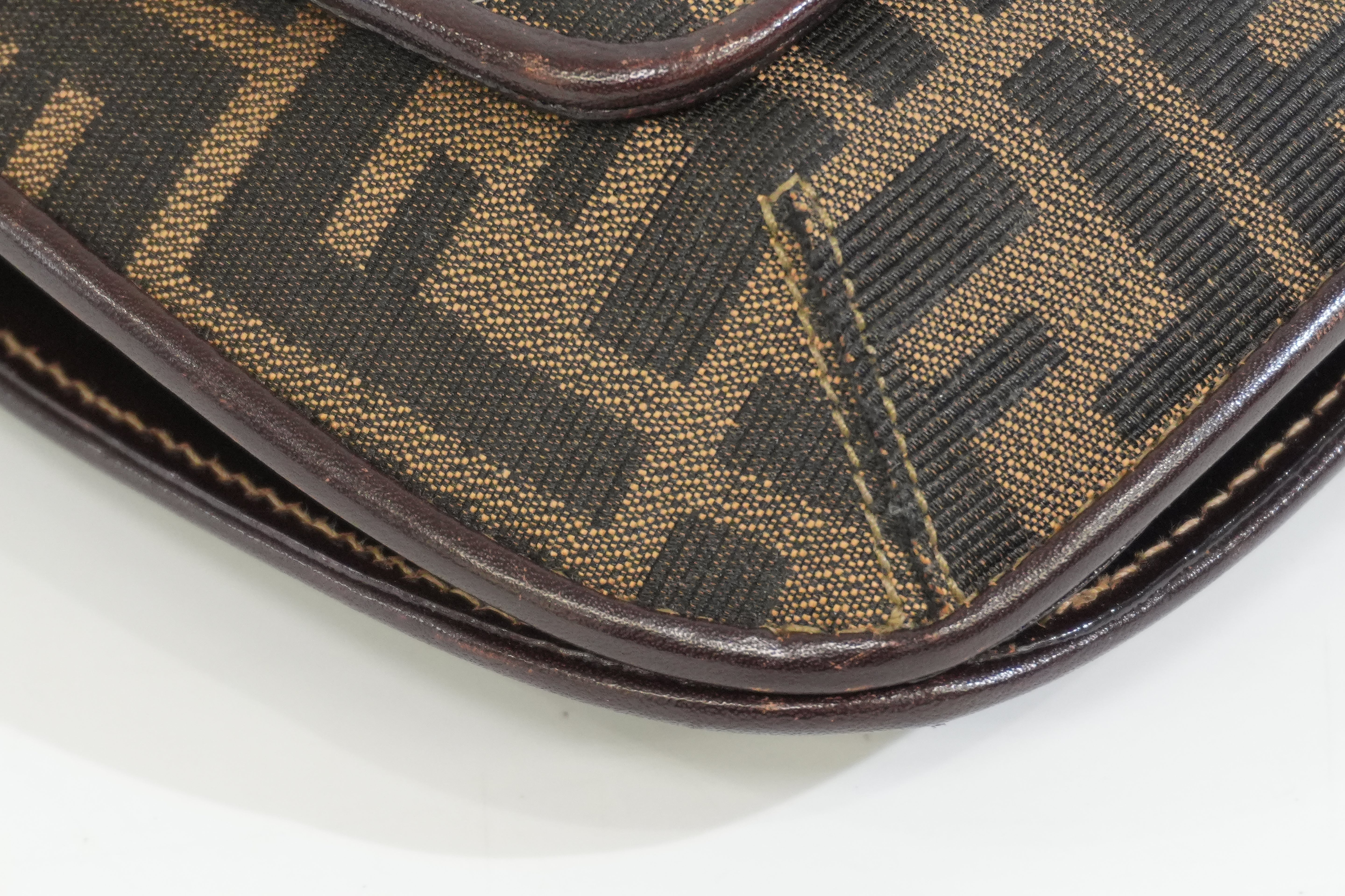 Pre-owned Fendi Zucca Mamma Baguette Top Handle Bag Brown